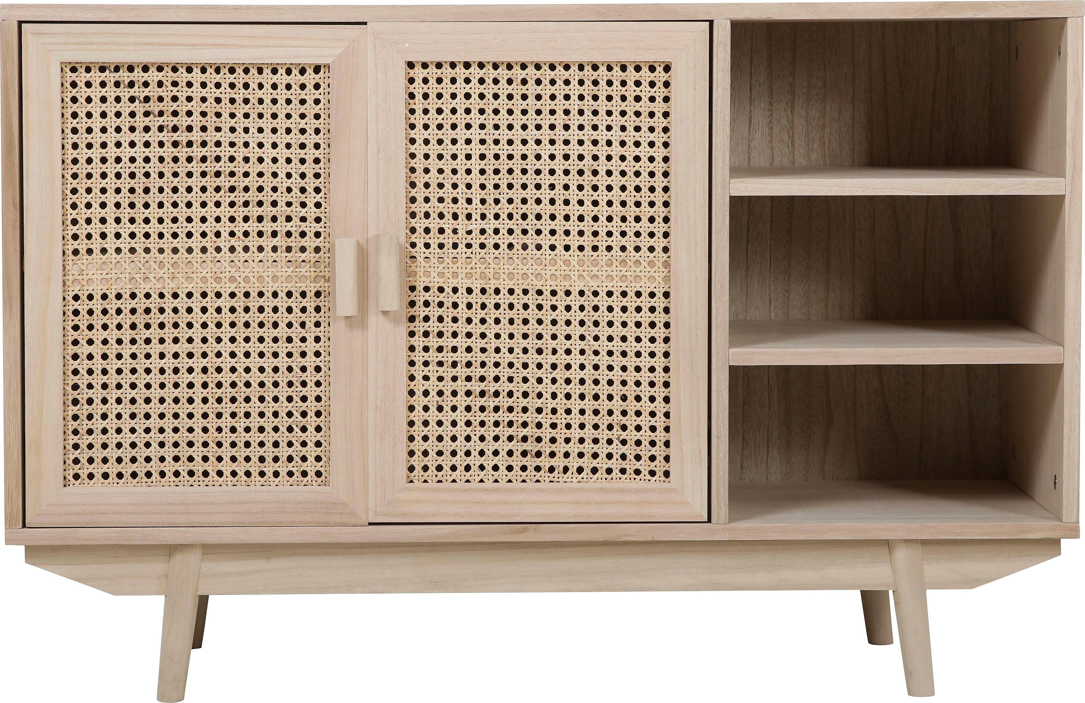 SalesFever Dressoir kast met deurfronten van rietweefsel, weens weefsel