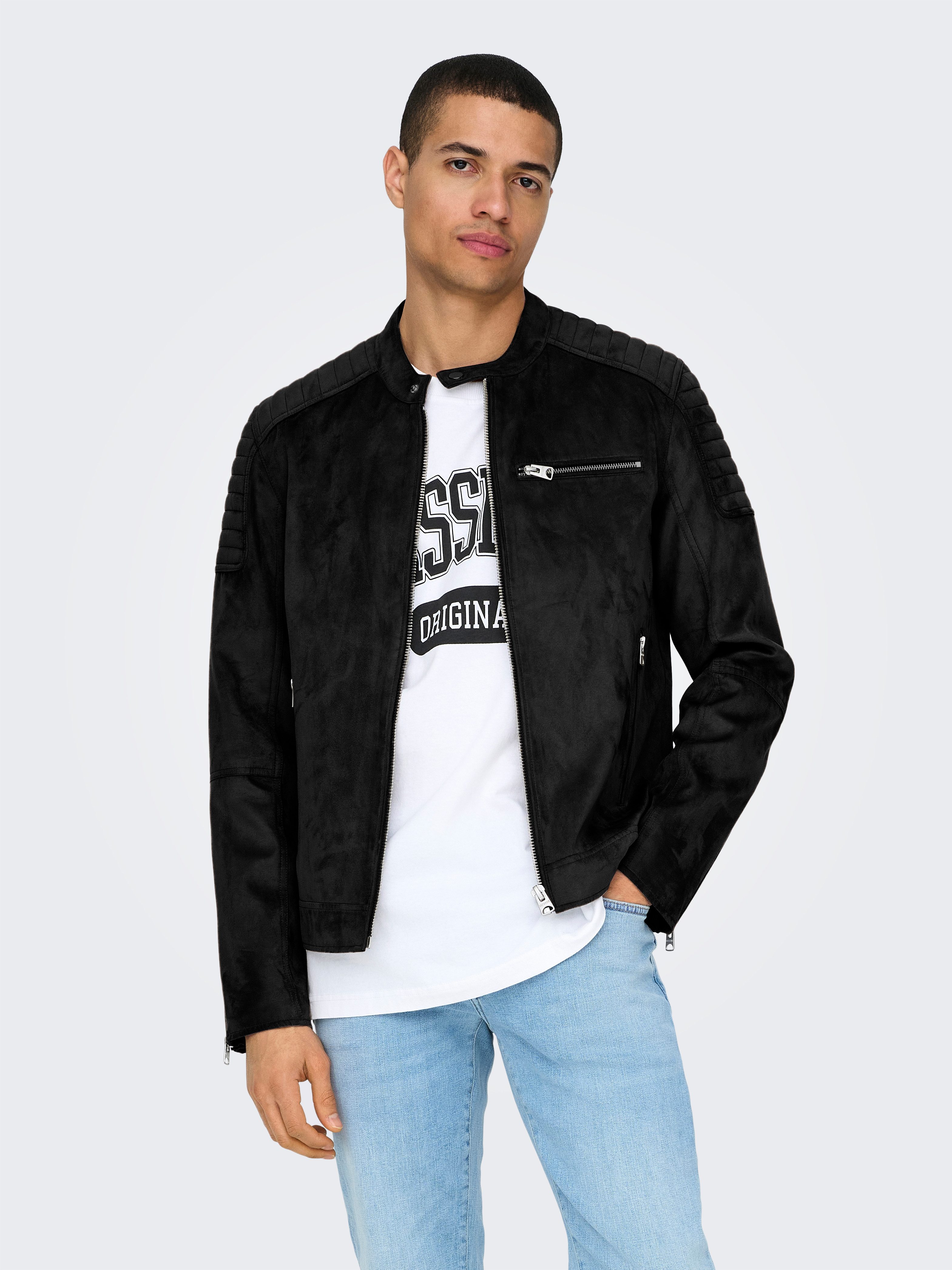 ONLY & SONS Imitatieleren jack ONSGUS FAUX SUEDE RACER JACKET OTW NOOS