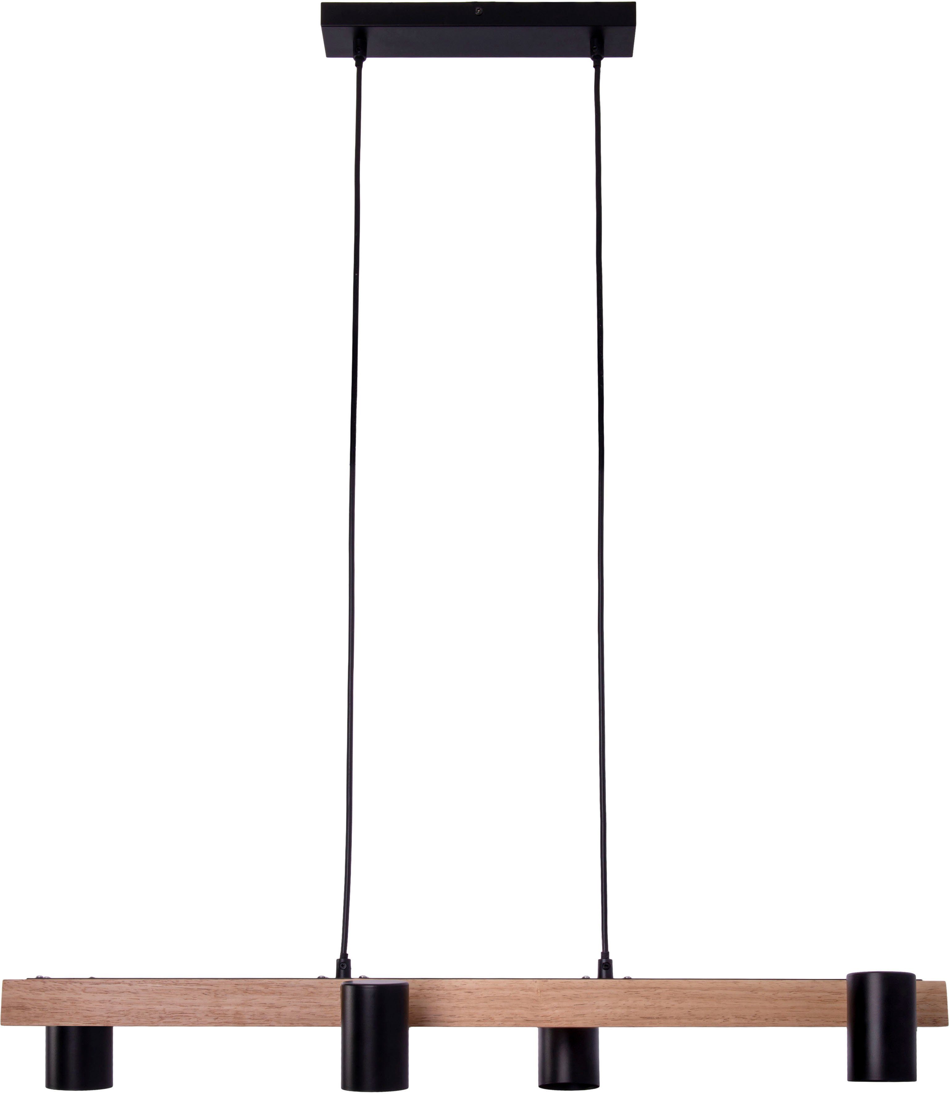 näve Hanglamp Frida Materiaal metaal/gummiboom, kleur natuurlijk/zwart, excl. 4xGU10 max. 40W (1 stuk)