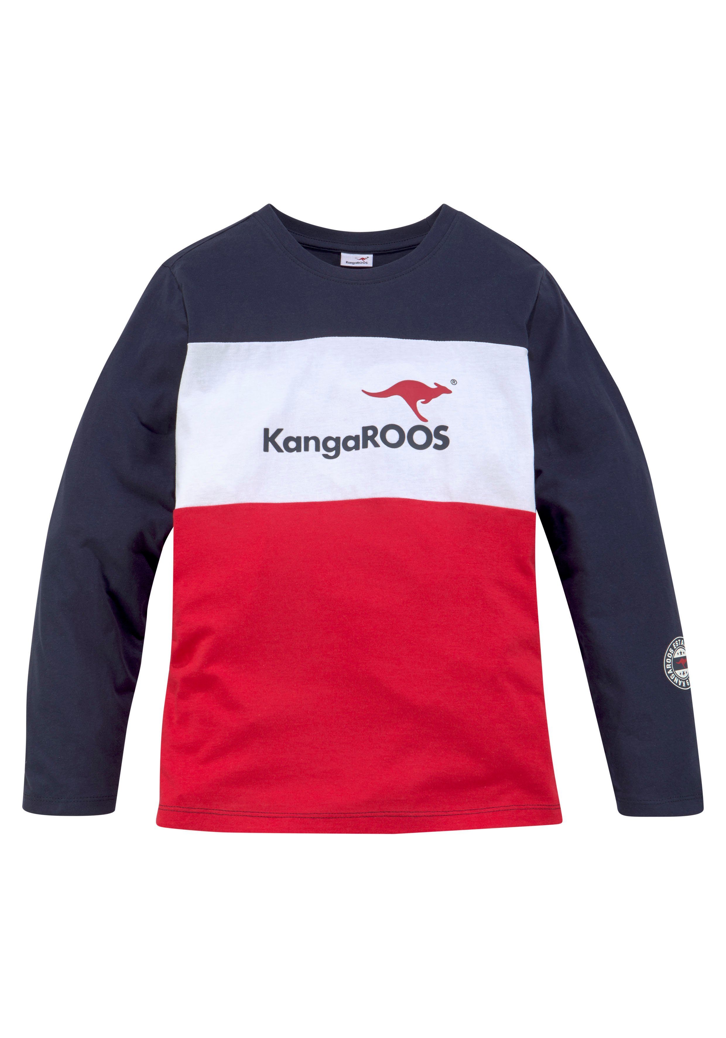 KangaROOS Shirt met lange mouwen In geweldig colorblocking-design Lange mouwen, basic pasvorm, met opvallende print