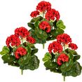 delavita kunstbloem evke kunstplant, set van 3 rood