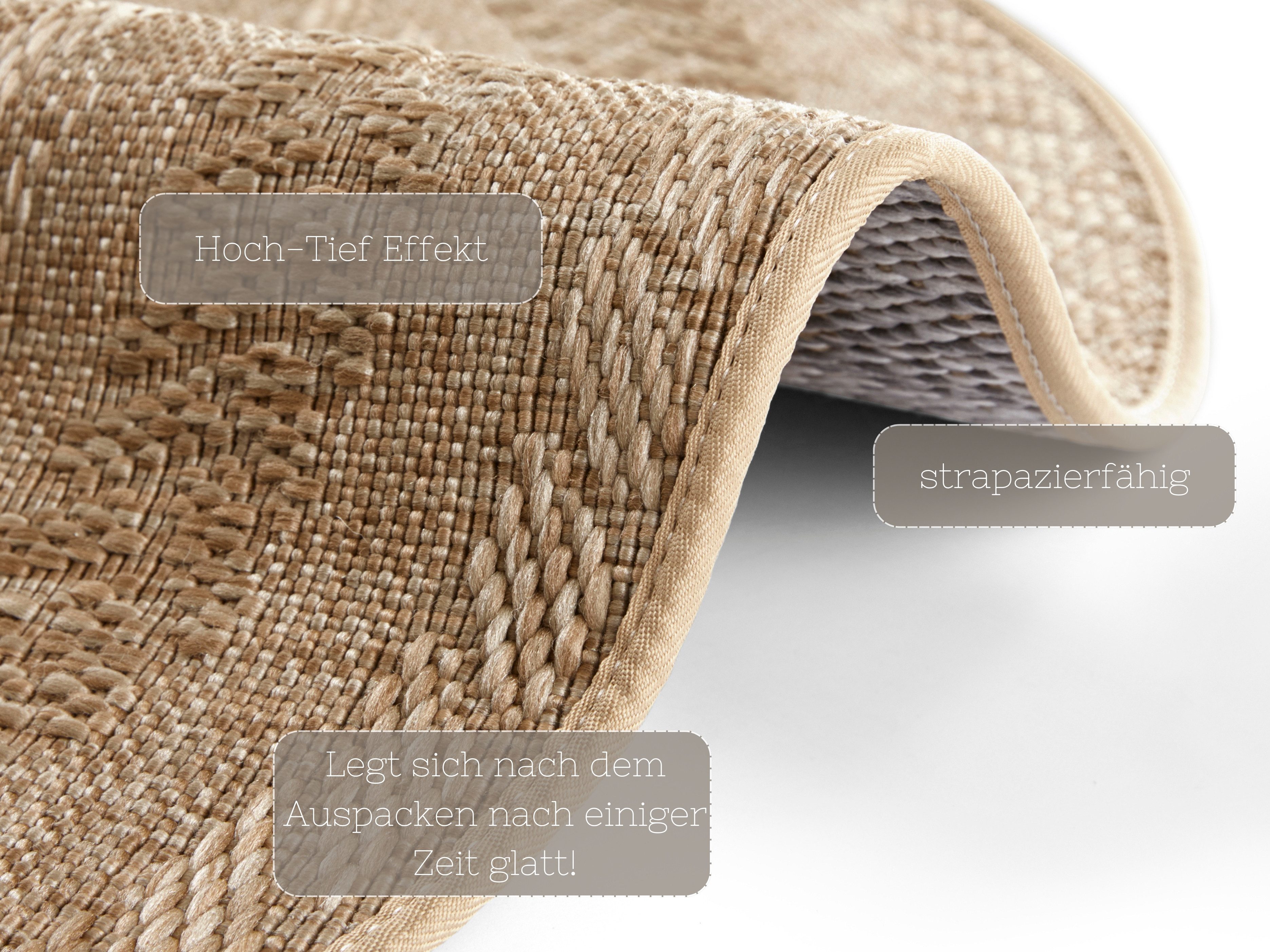 NORTHRUGS Vloerkleed Almendro Sisal-look, robuust, gemakkelijk in onderhoud, platweefsel