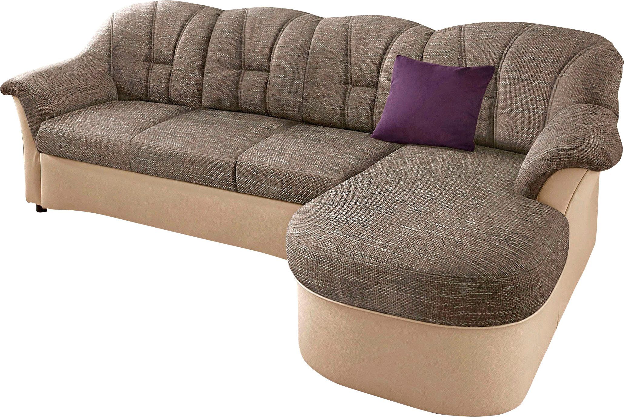 DOMO collection Hoekbank Flores slaapbank, B/D/H: 233/142/86 cm, L-vorm naar keuze met slaapfunctie, naar keuze met binnenvering, ook in leer