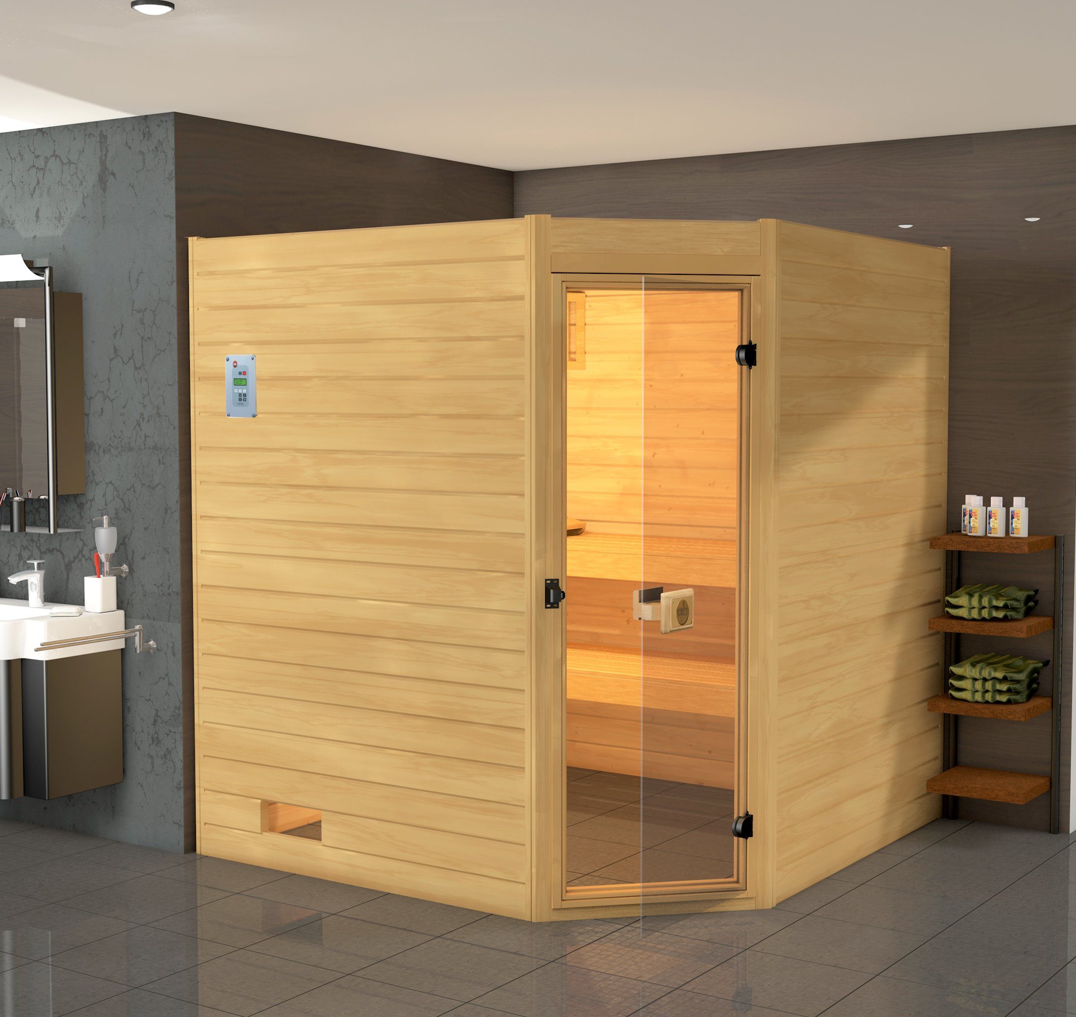 weka Sauna Vaasa 3 hoek 7,5 kw kachel met externe bediening
