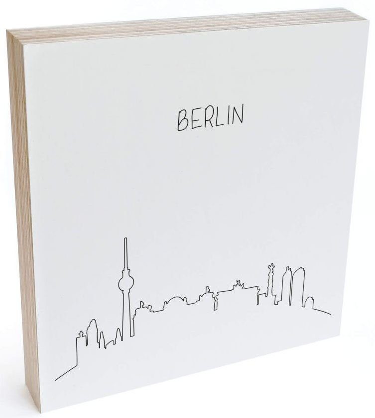 Wall-Art Artprint op hout Decoratie skyline Berlijn Outline (1 stuk)