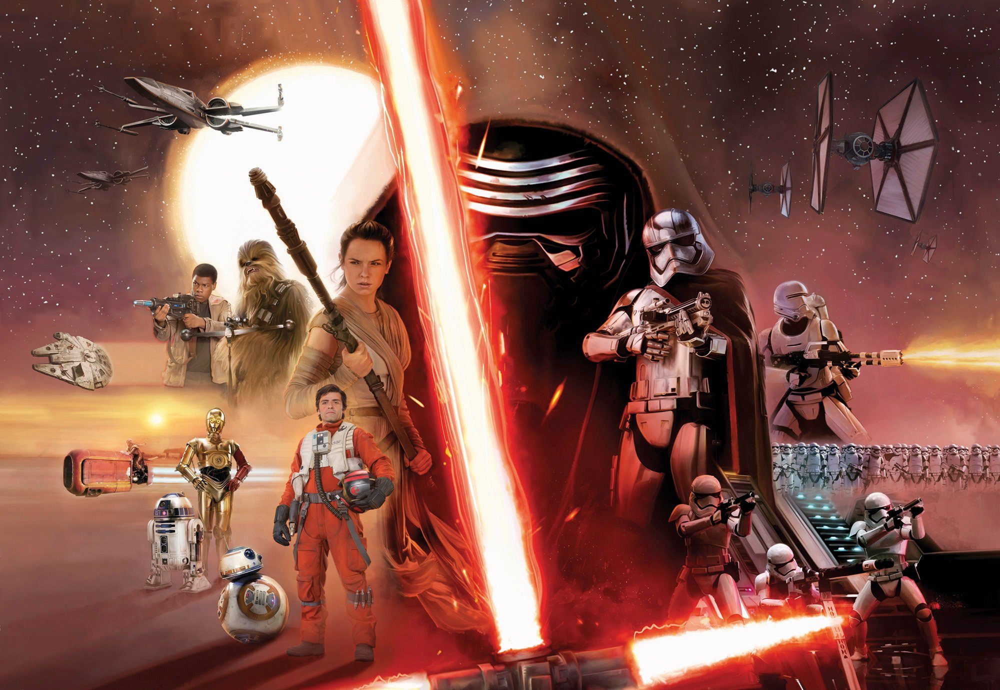 Komar Fotobehang STAR WARS EP7 Collage - Afmeting 368 x 254 cm (set)