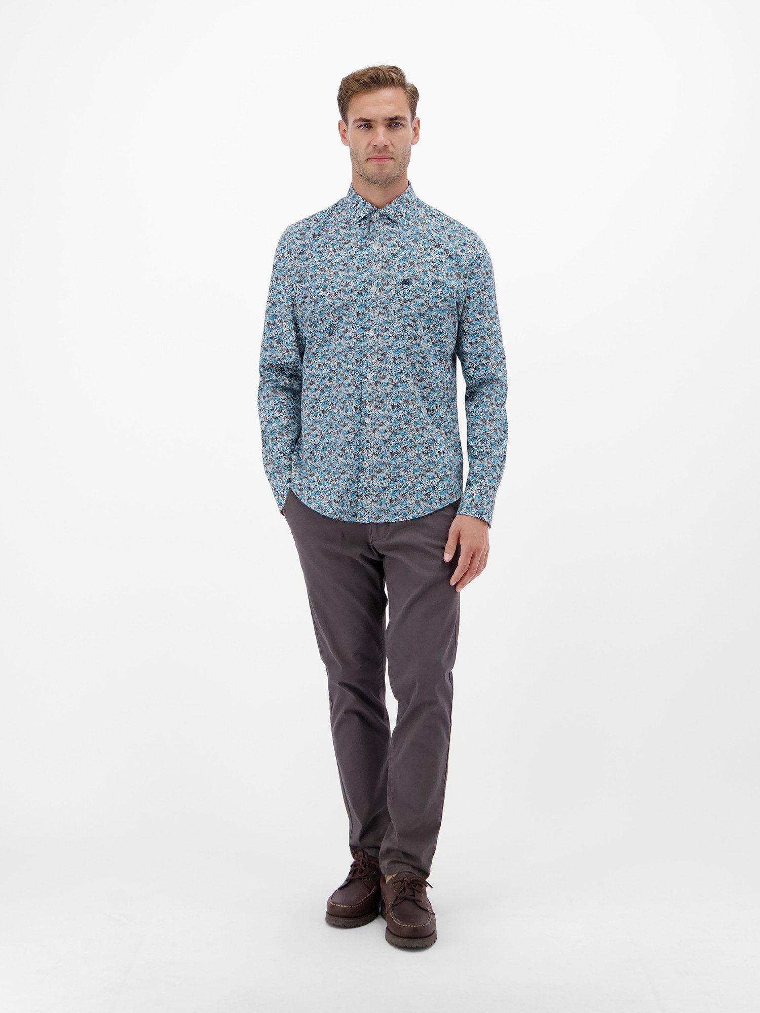 Lerros Overhemd met lange mouwen LERROS Poplin-Heren overhemd, modieus gestyled