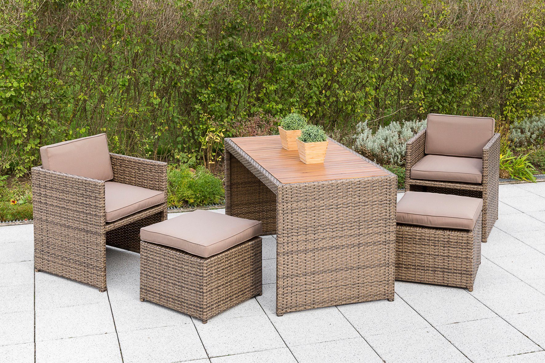 MERXX Balkonset Merano vlechtwerk (5-delig) tuinsets beige