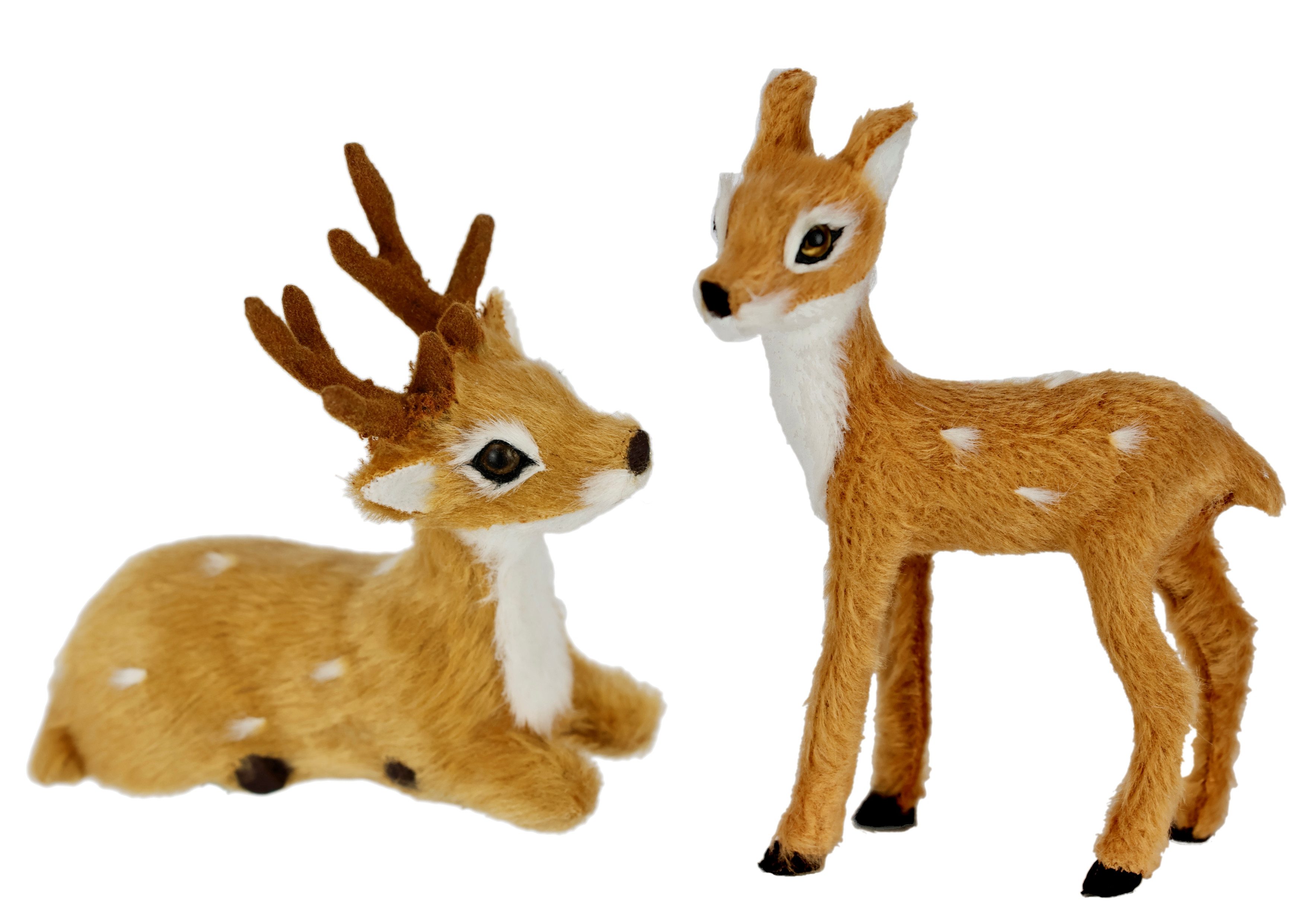 I.GE.A. Decoratief figuur Dierfiguur mini ree 2-pack Kunstbont dierenfiguur standbeeld...