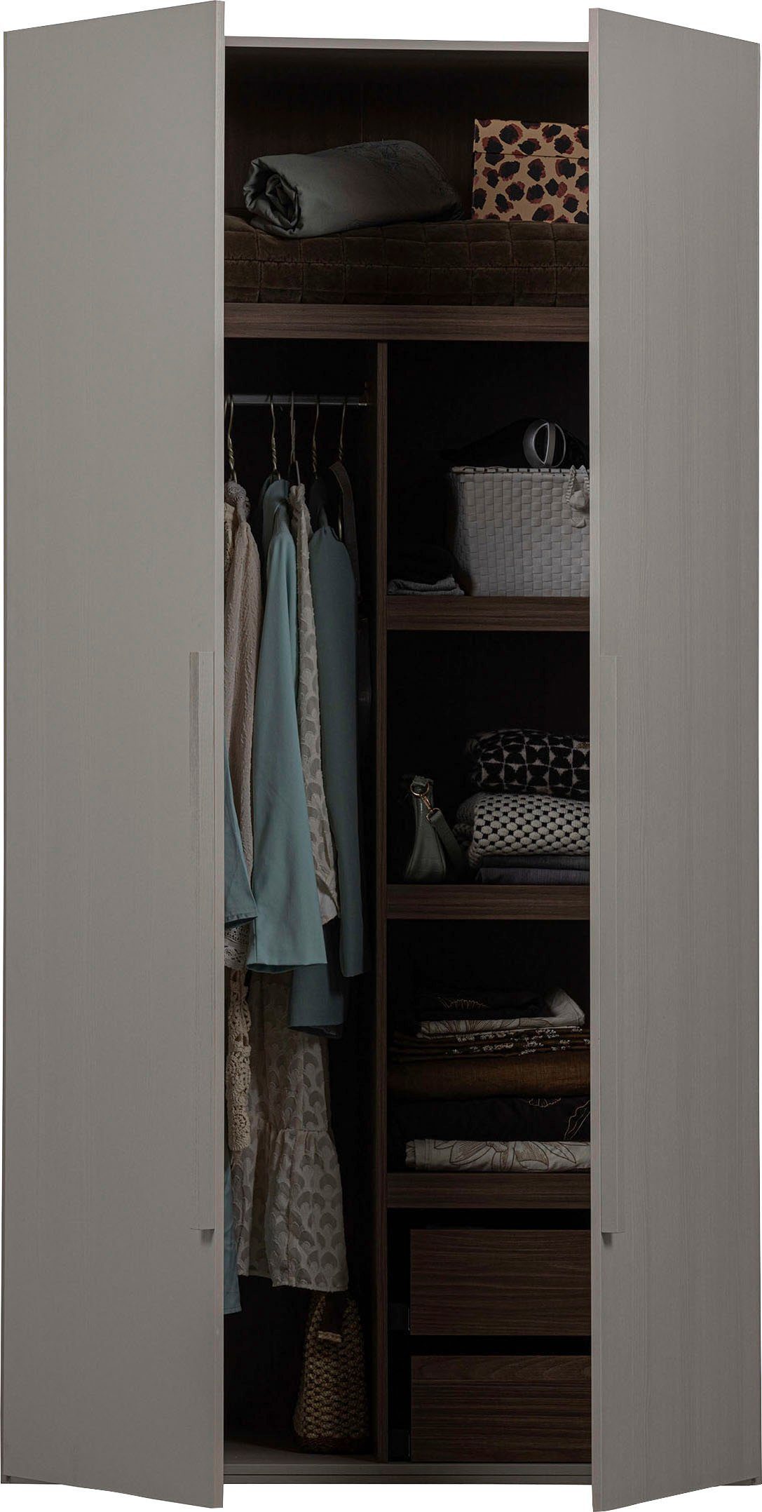 WOOOD Kledingkast Rens van notenhoutdecor, veel opbergruimte, hoogte 210 cm