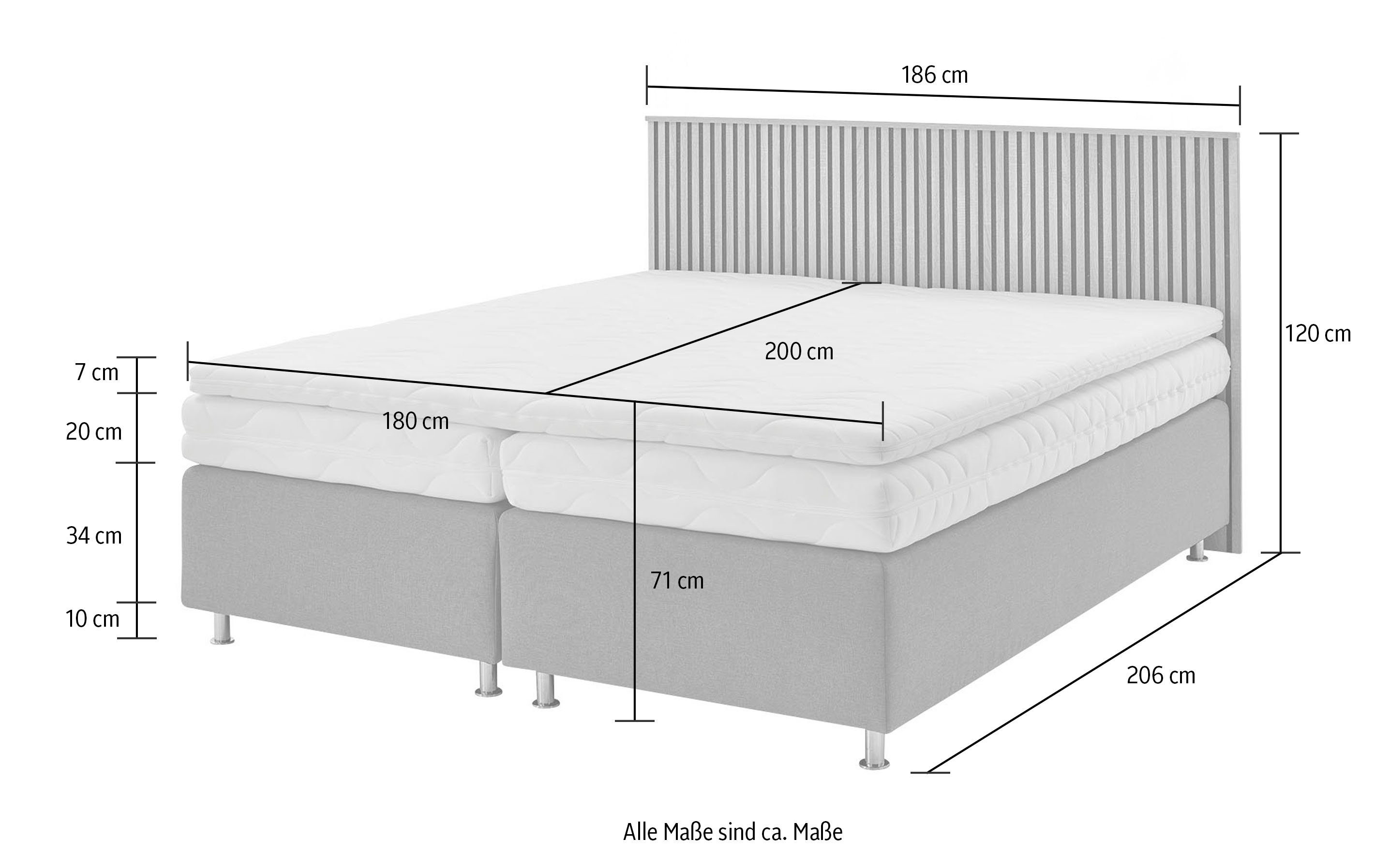 Westfalia Polsterbetten Boxspring Quercus naar keuze met ledverlichting, 3 matrassoorten ter keuze