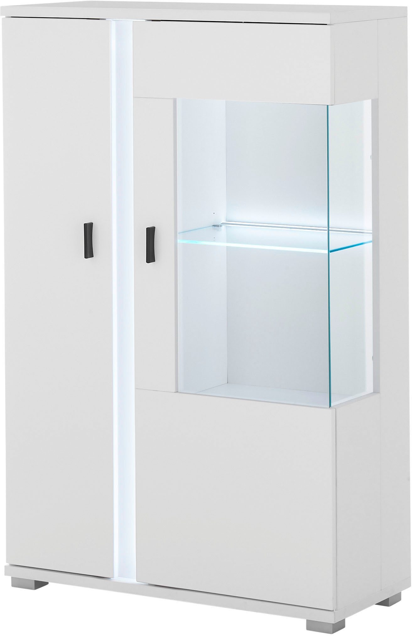 INOSIGN Vitrinekast LONG ISLAND, opberghangkast in moderne trendkleur, inclusief verticale verlichting, breedte 80 cm (1 stuk)