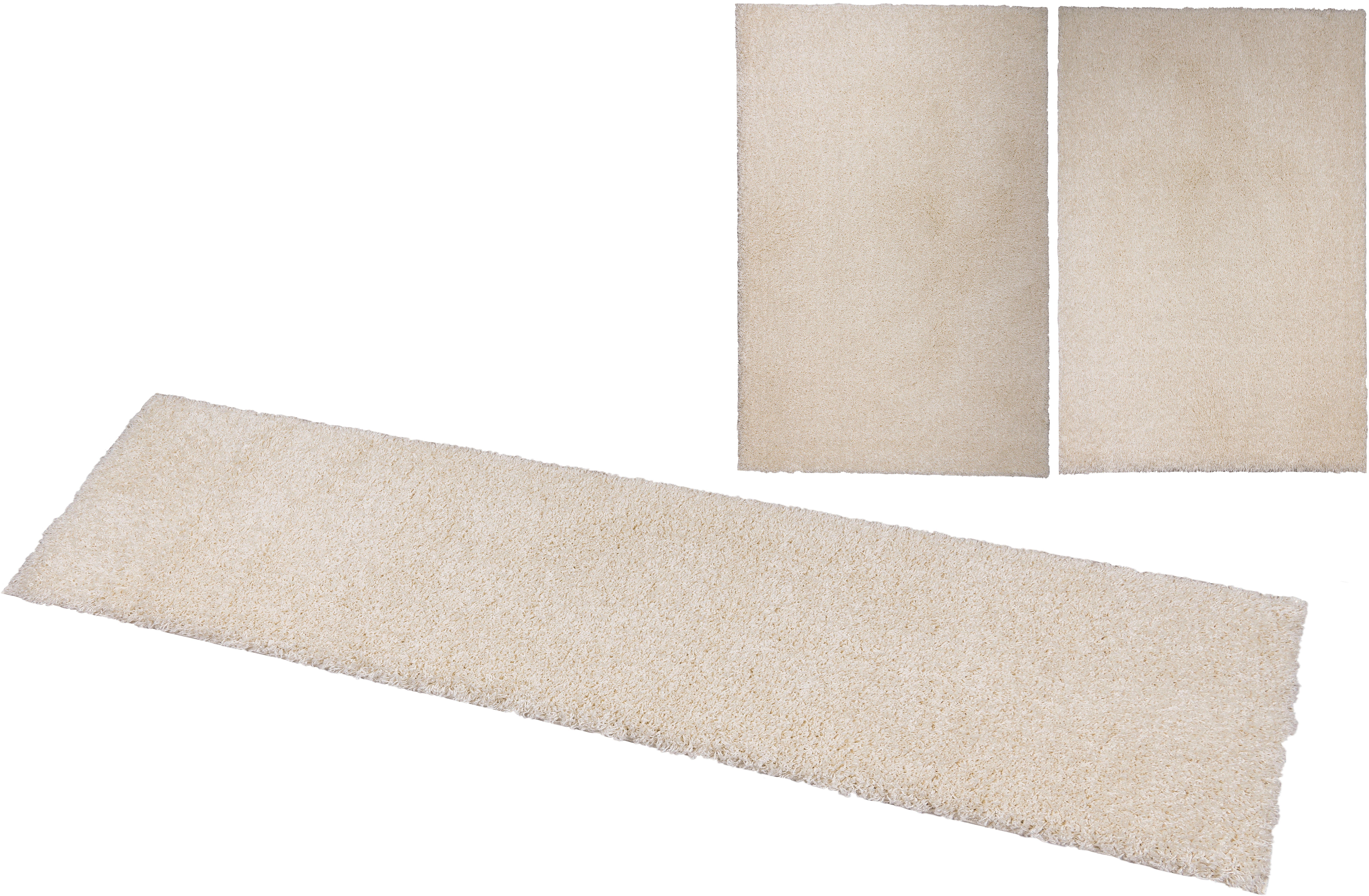 my home Set slaapkamerkleedjes Viva Slaapkamerkleed, loperset, unikleuren, uni, bijzonder behaaglijk bedvloerkleden maat 14 beige