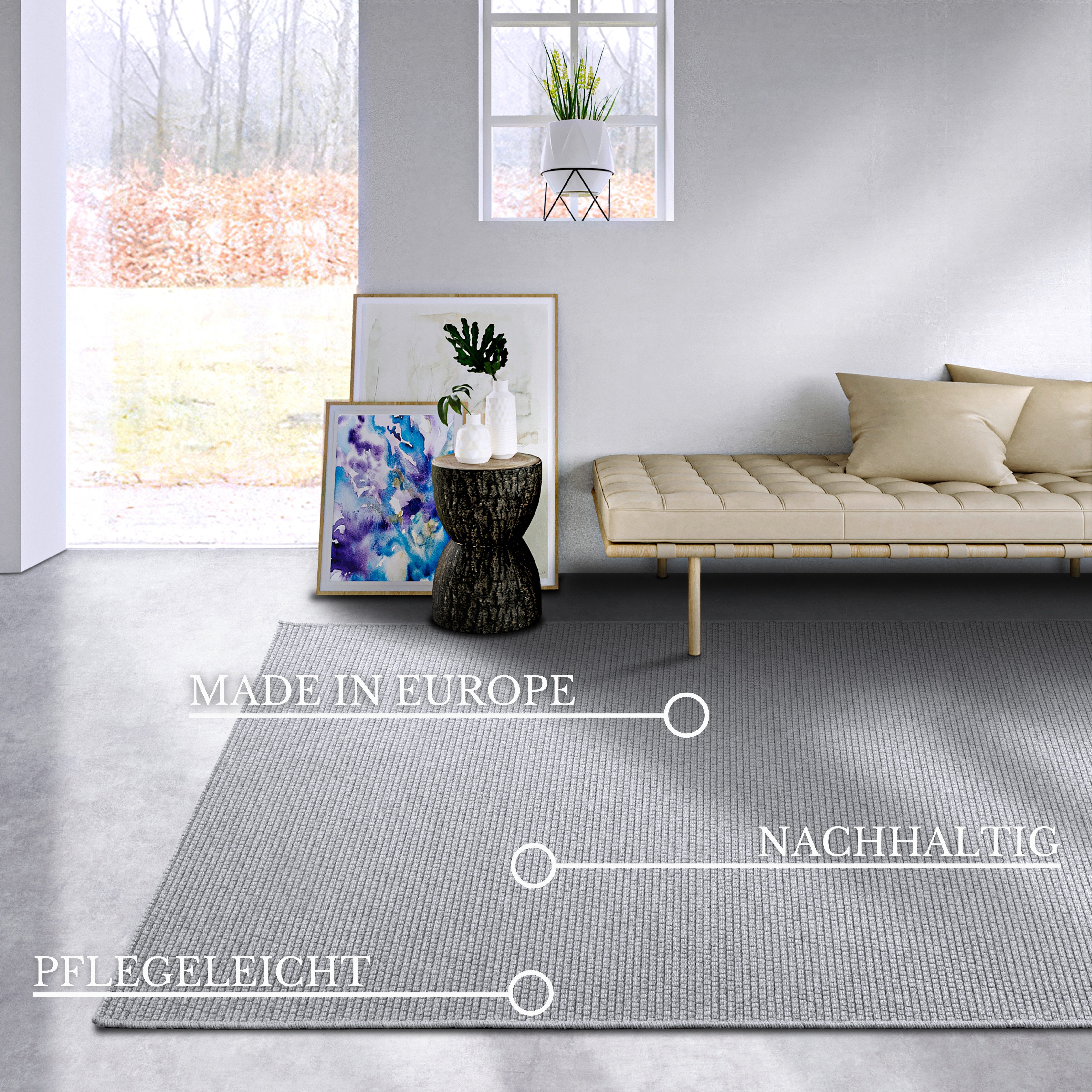 Villeroy & Boch Wollen kleed CHARLES Scheerwol, wol, natuur, woonkamer, slaapkamer, boho, scandi