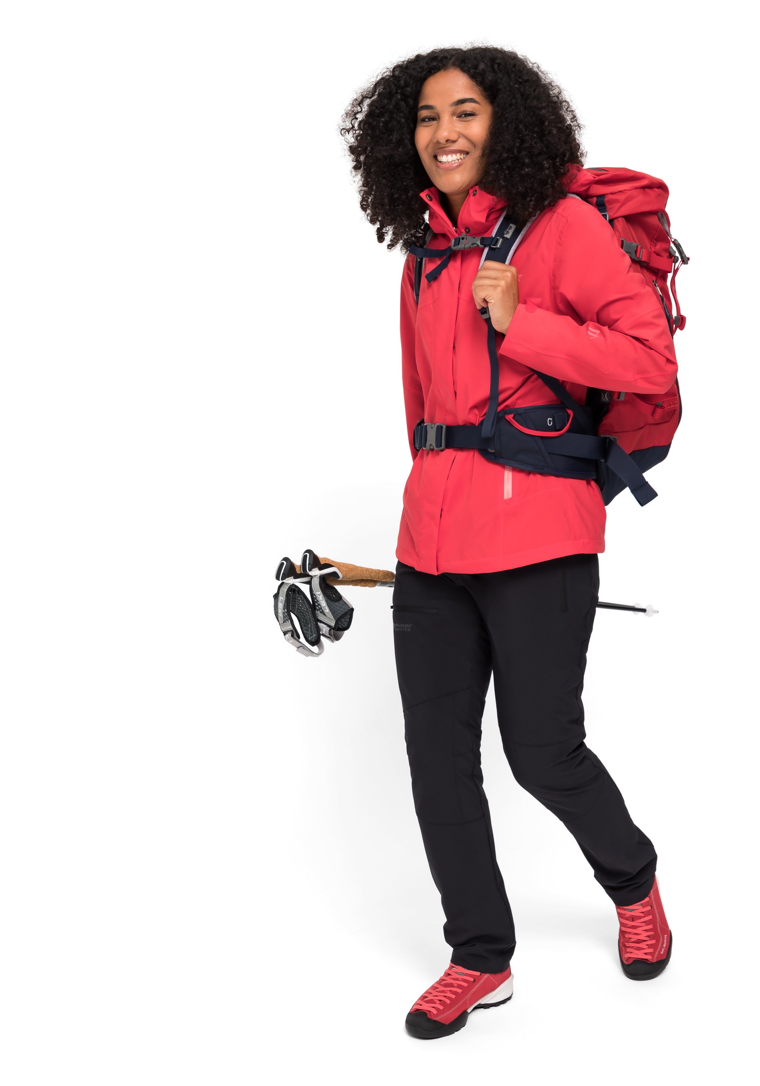 Maier Sports Outdoorjack Metor rec W Dames regenjack met capuchon, waterdicht, 2 buitenzakken, binnenzak