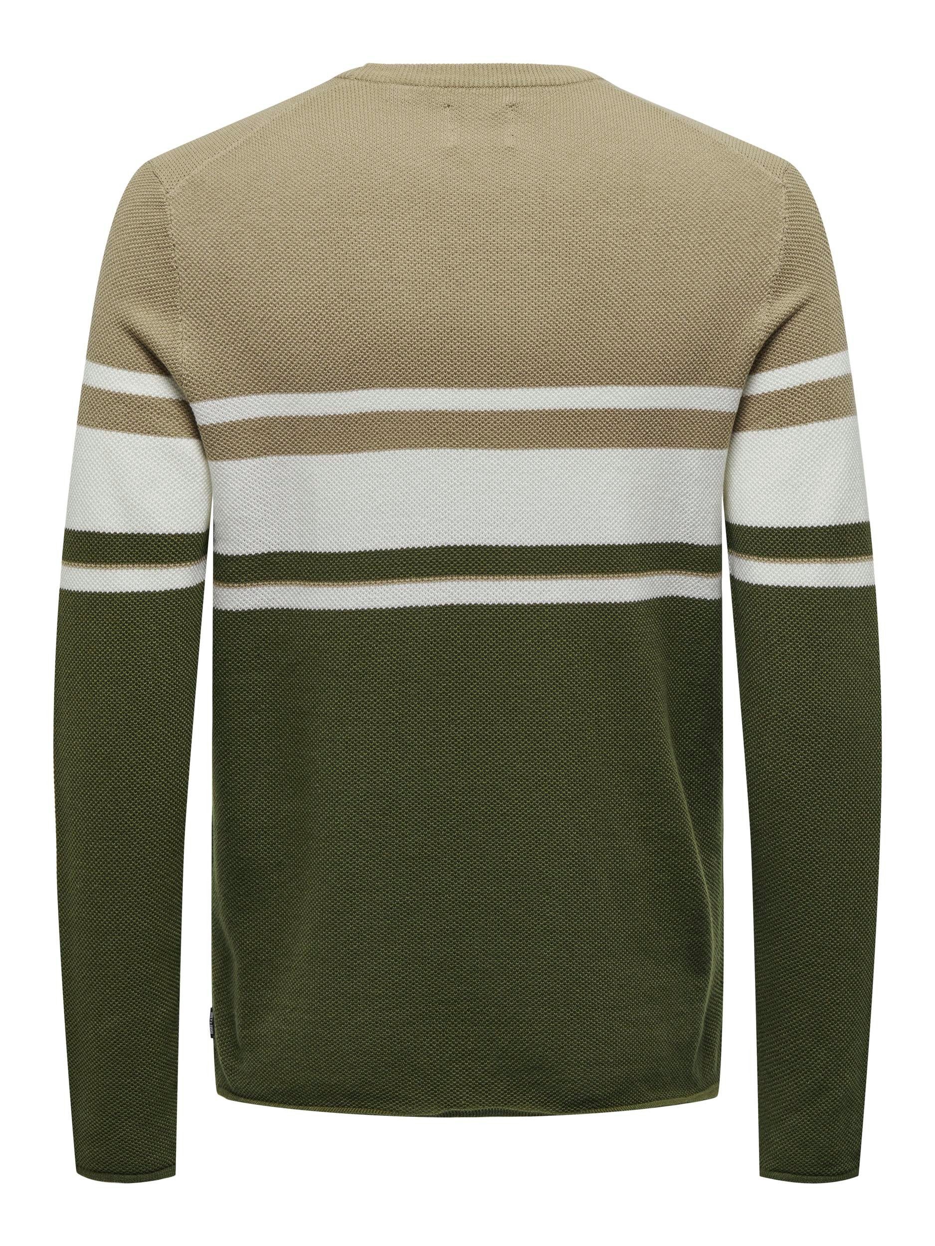 ONLY & SONS Trui met ronde hals ONSNIGUEL REG 12 BLOCK CREW KNIT