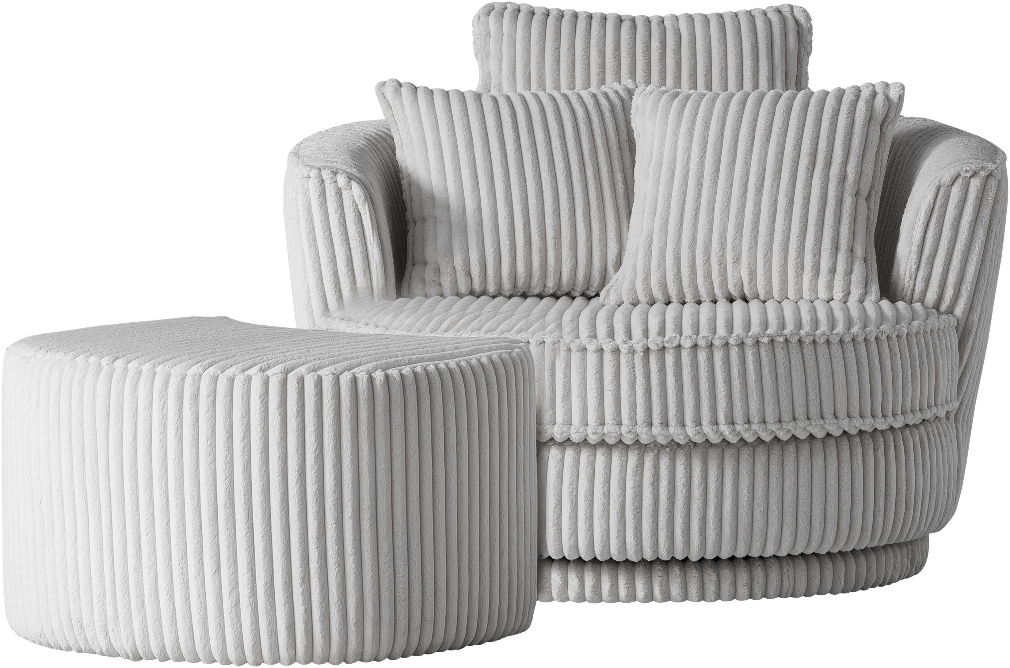 Leonique Draaibare fauteuil MAISIE, Love Seat XXL leesfauteuil, grote fauteuil met poef(2 stuks)