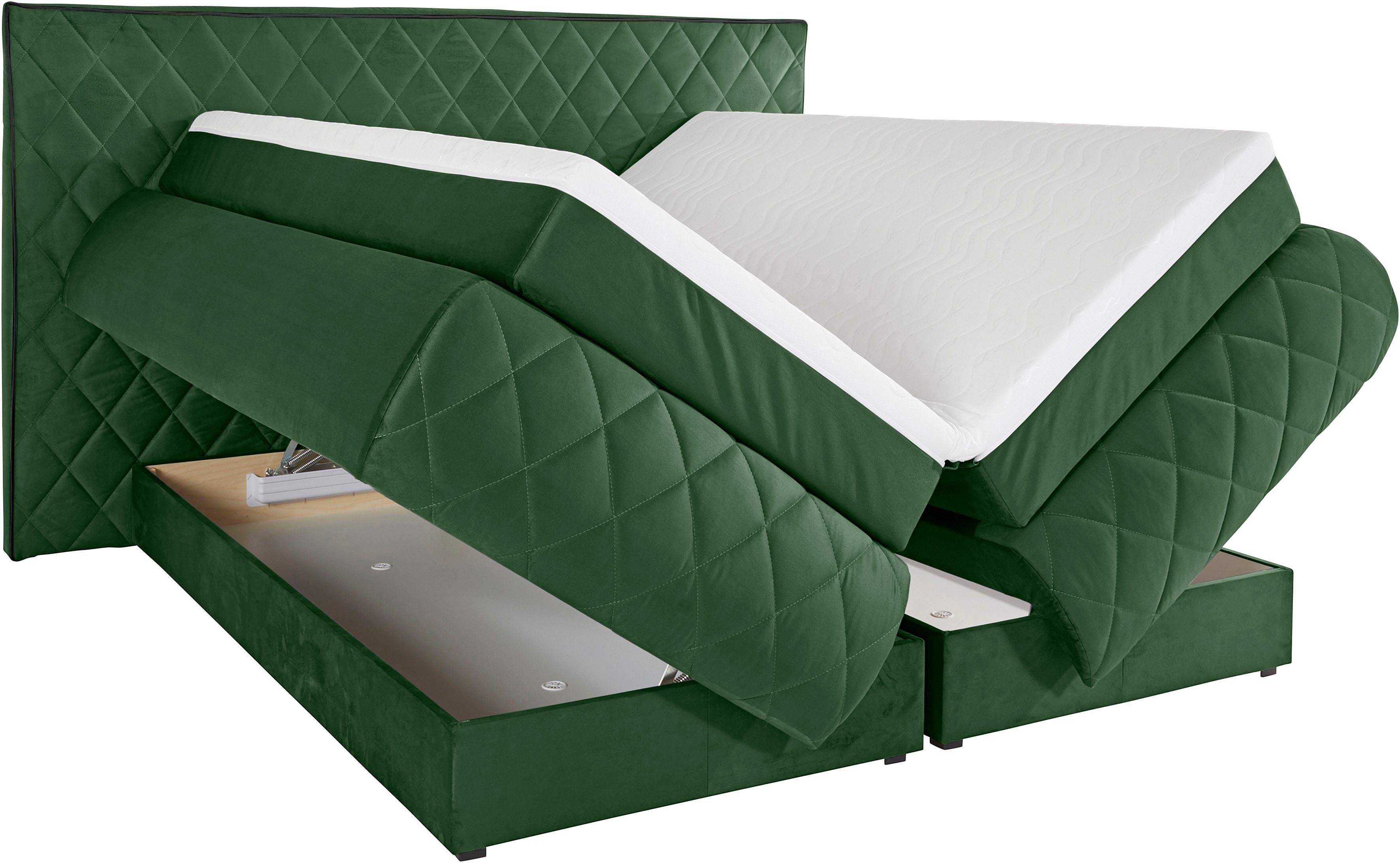 Places of Style Boxspring Alaric naar keuze met en zonder stralen, topmatras pocketvering