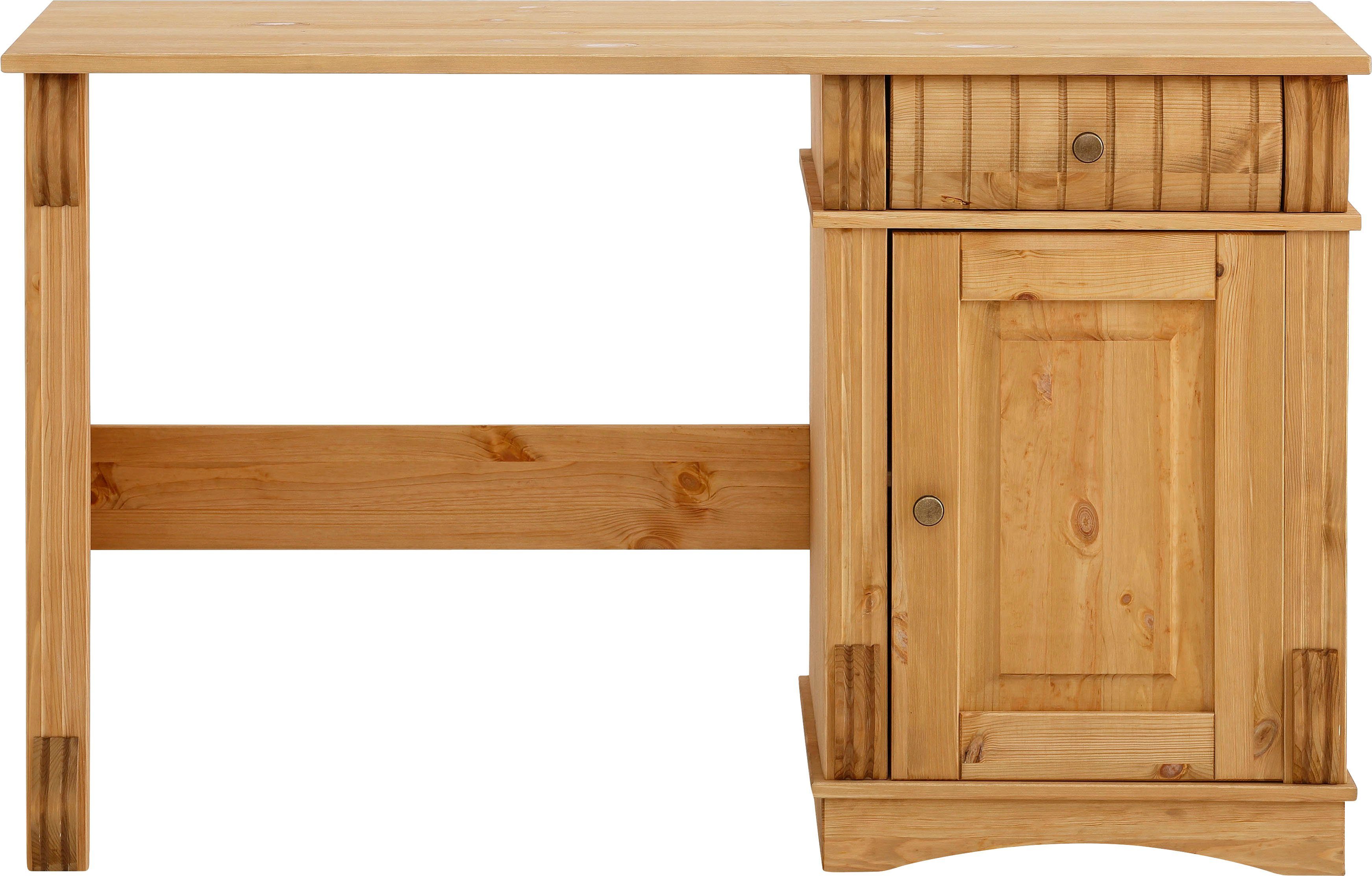 Home affaire Bureau Teresa Computertafel met lades, massief hout, breedte 120 cm