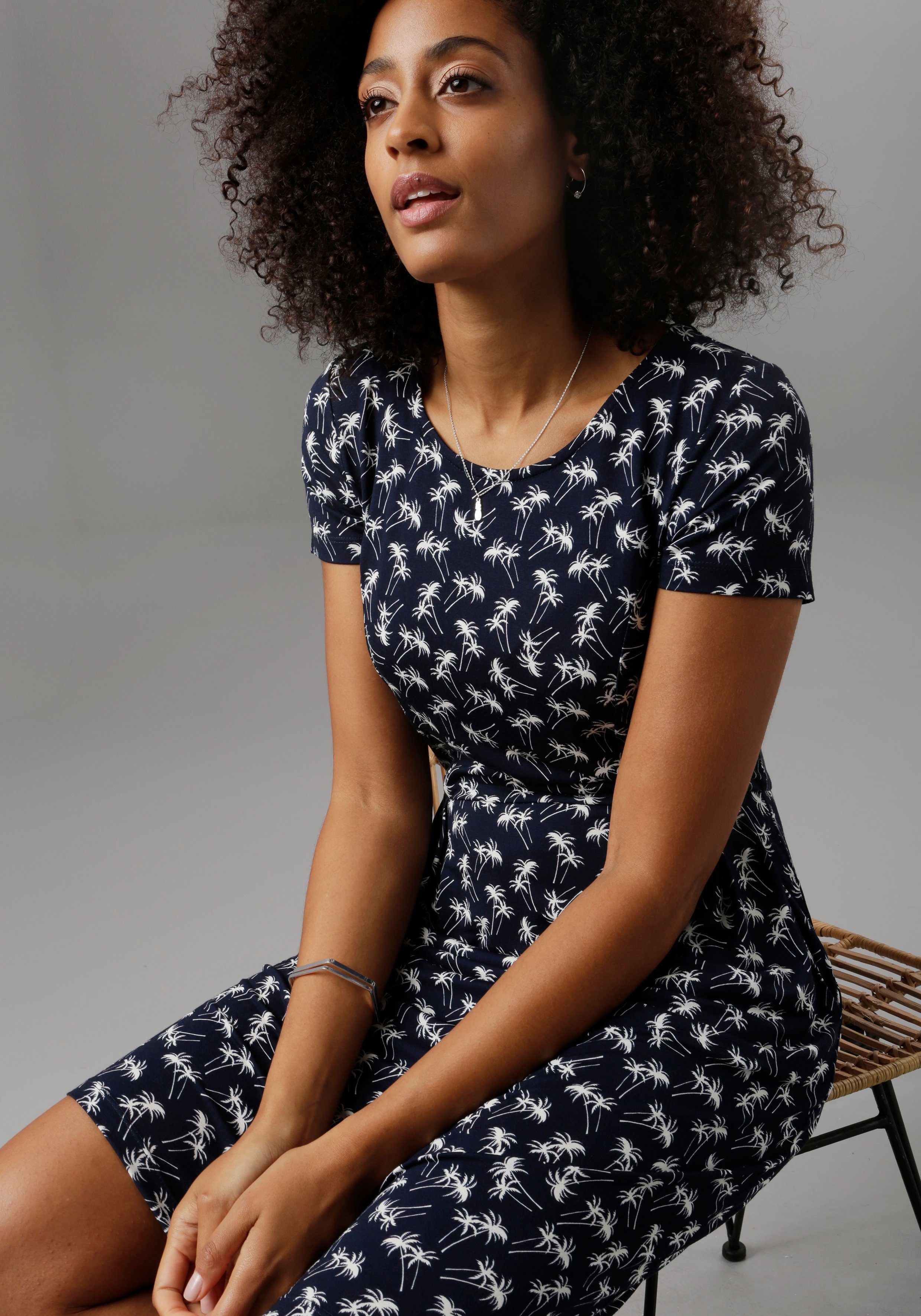 Aniston SELECTED Zomerjurk met steekzakken dames zomerjurken maat 34 blauw