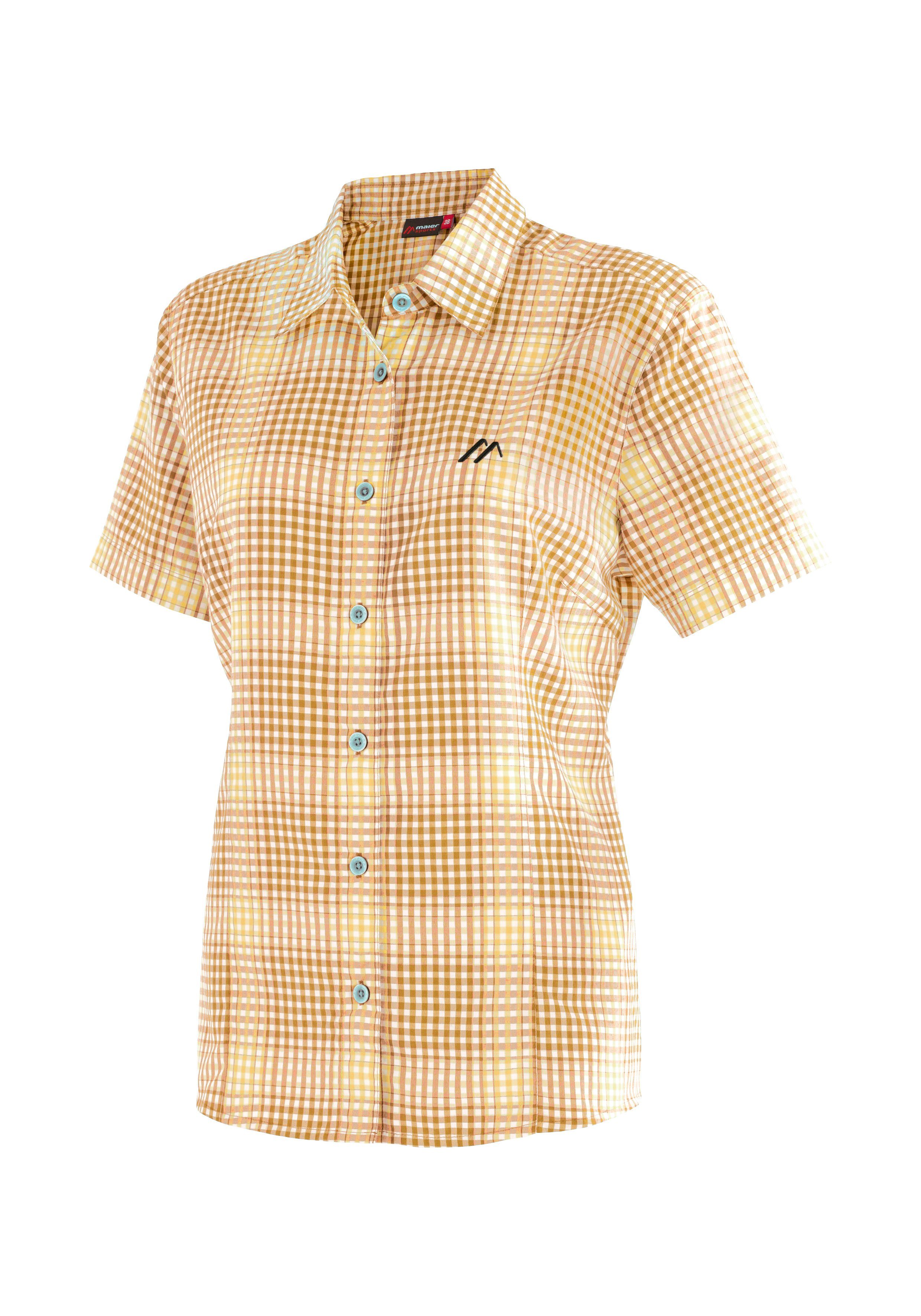 Maier Sports Functionele blouse Philina Geruite blouse met korte mouwen voor wandelen, reizen en vrije tijd