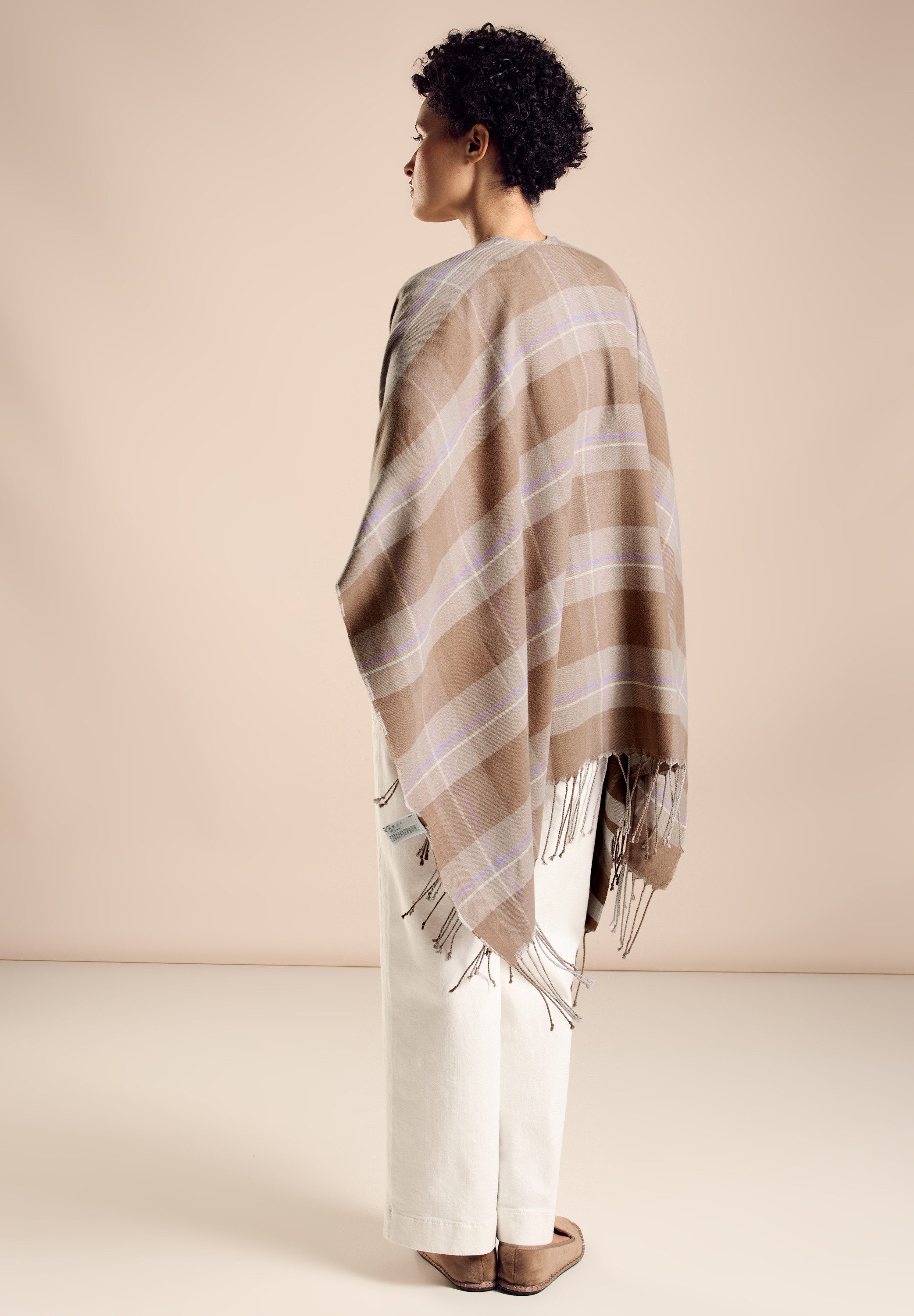 STREET ONE Gebreide poncho met ruitpatroon