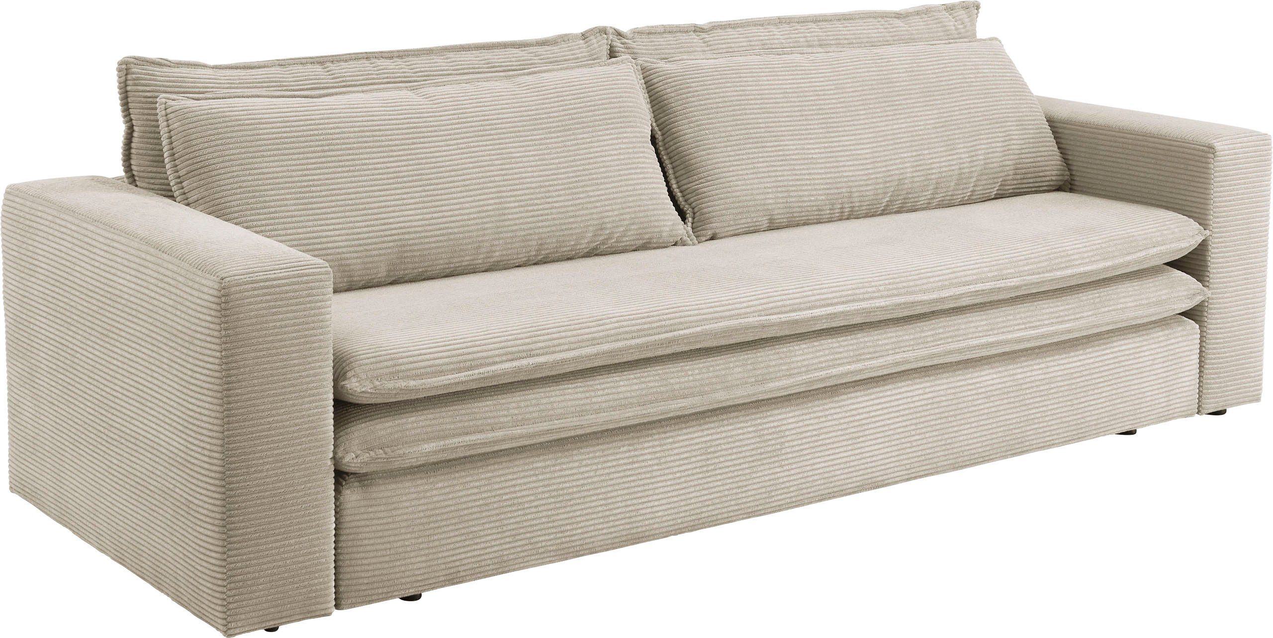 Places of Style 3-zitsbank PIAGGE Cord-bekleding - met slaapfunctie en bedkist, met praktische topmatras