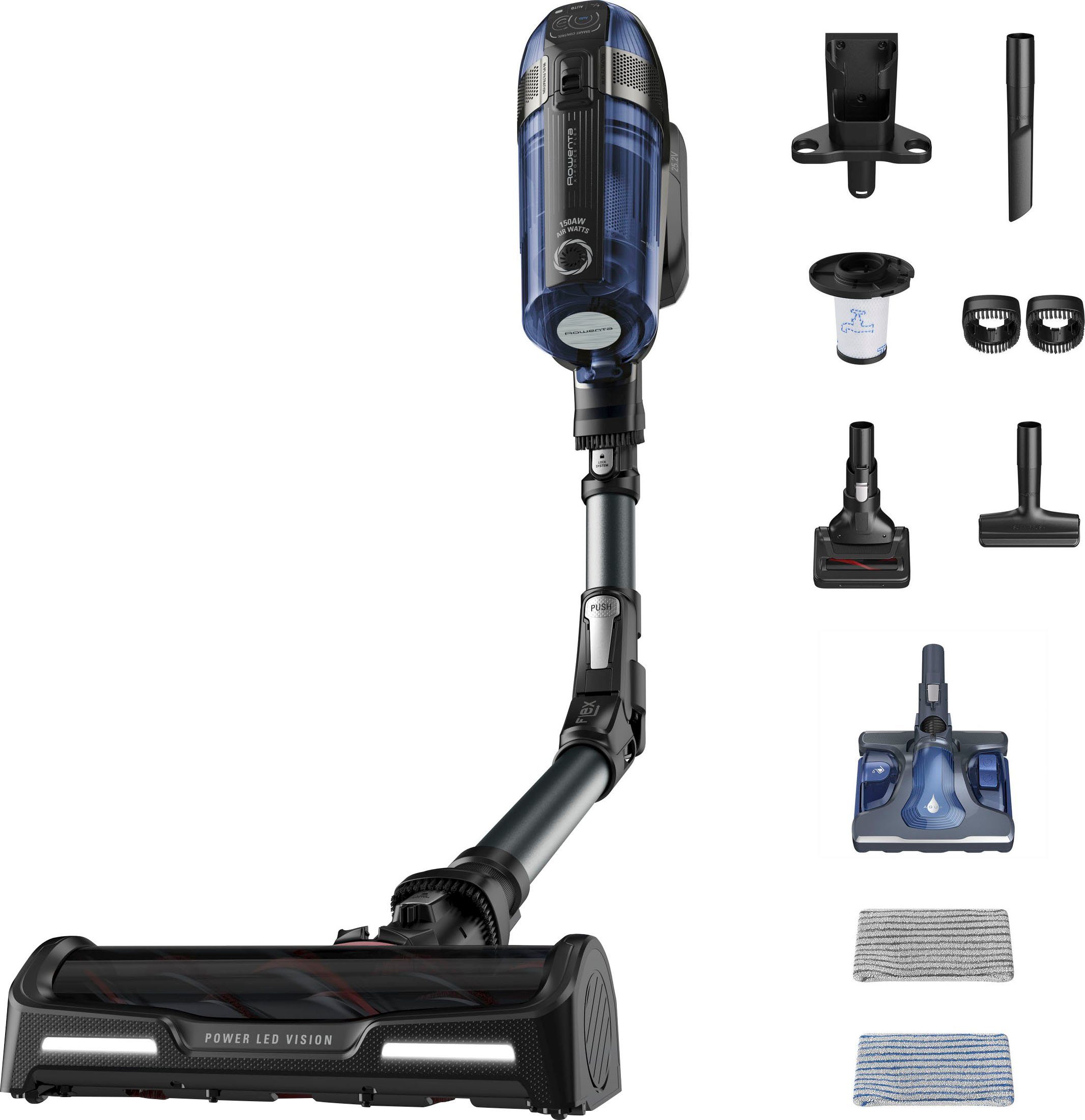 Rowenta Accu-kruimeldief en -stofzuiger RH98C8 X-Force Flex 12.60 Aqua krachtig, aqua zuigmond, hoge inhoud, flex-gewricht