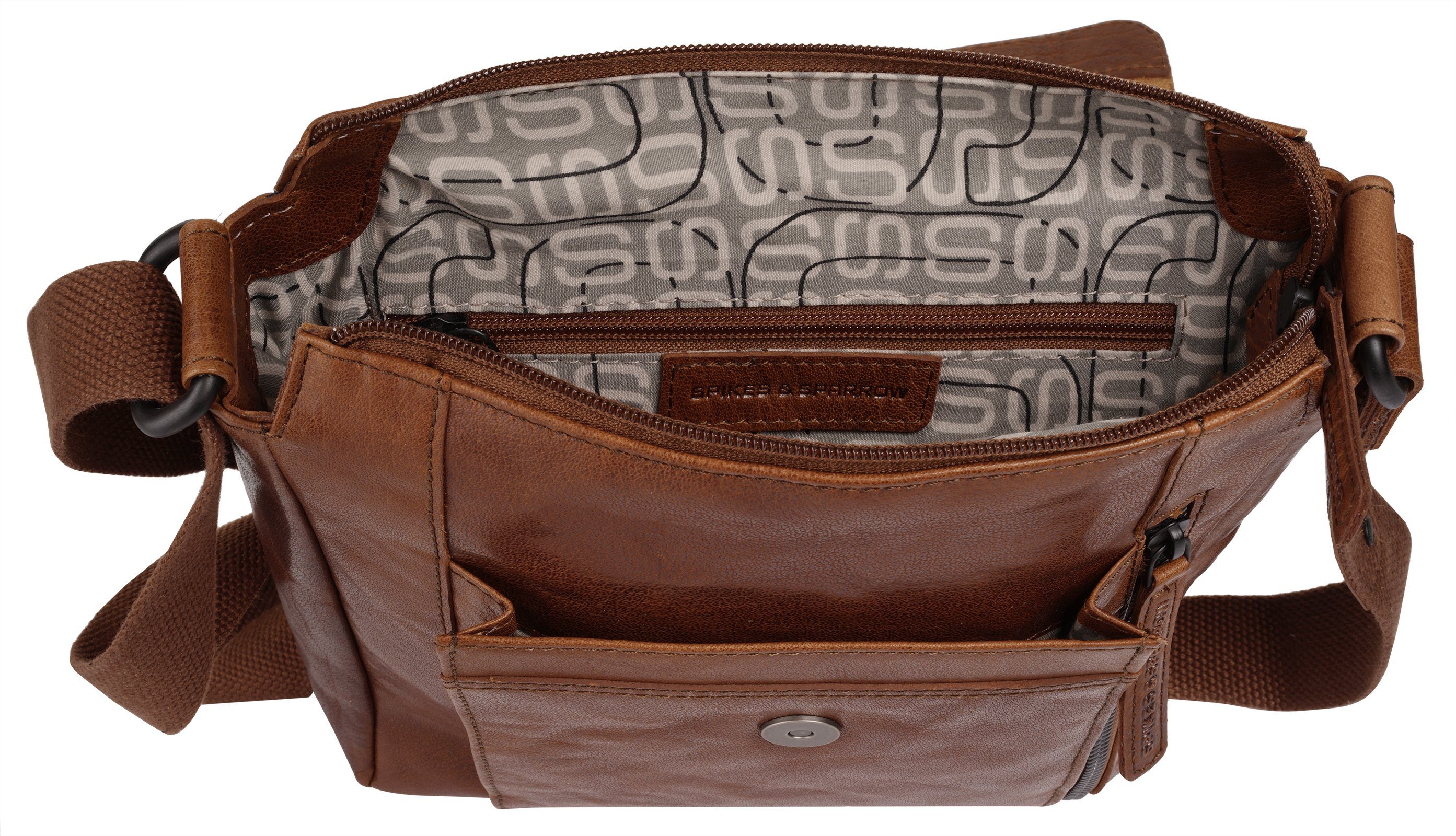 Spikes & Sparrow Schoudertas echt leder