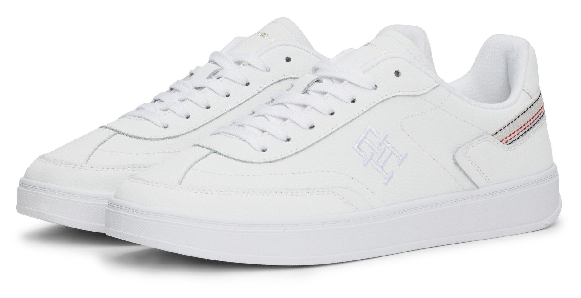 Tommy Hilfiger Plateausneakers TH HERITAGE COURT SNEAKER STRPS , vrijetijdsschoen, lage schoen, veterschoen met zijlijk monogram