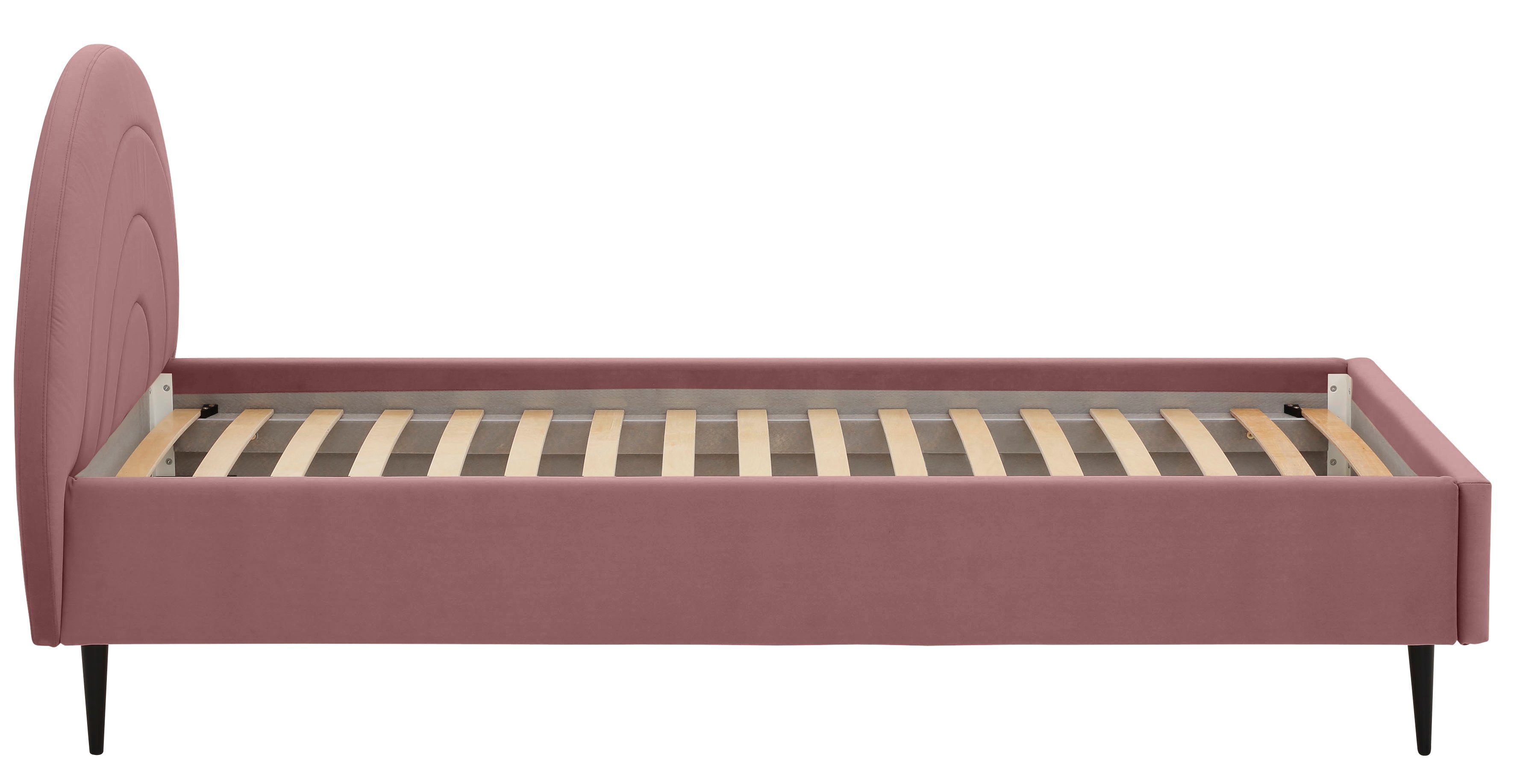 Lüttenhütt Gestoffeerd bed Femmy prettig bekleed hoofdbord met decoratief regenboogmotief