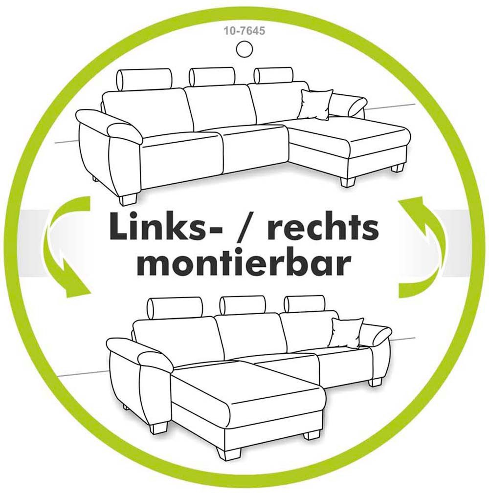 Jockenhöfer Gruppe Hoekbank Lagune L-model met binnenveringsinterieur in een zachte, aantrekkelijke look, kan links/rechts worden gemonteerd