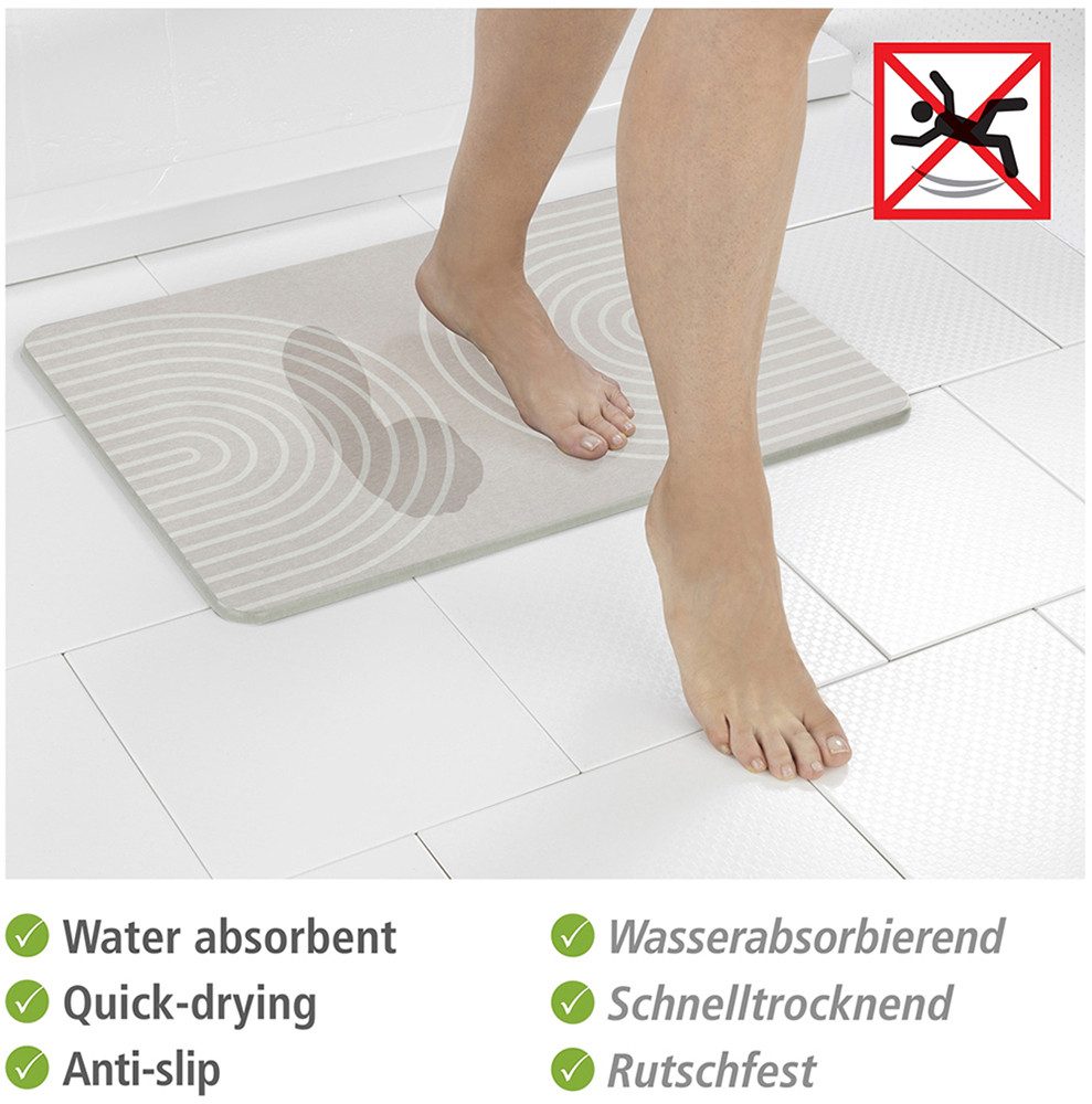 WENKO Badmat Model Nazca antislip, sterk waterabsorberend, van kiezelgur (1 stuk)
