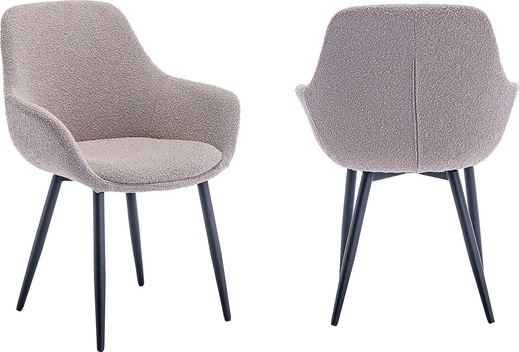 SalesFever Stoel met armleuningen moderne bouclébekleding (set, 2 stuks) 4 poot stoelen grijs