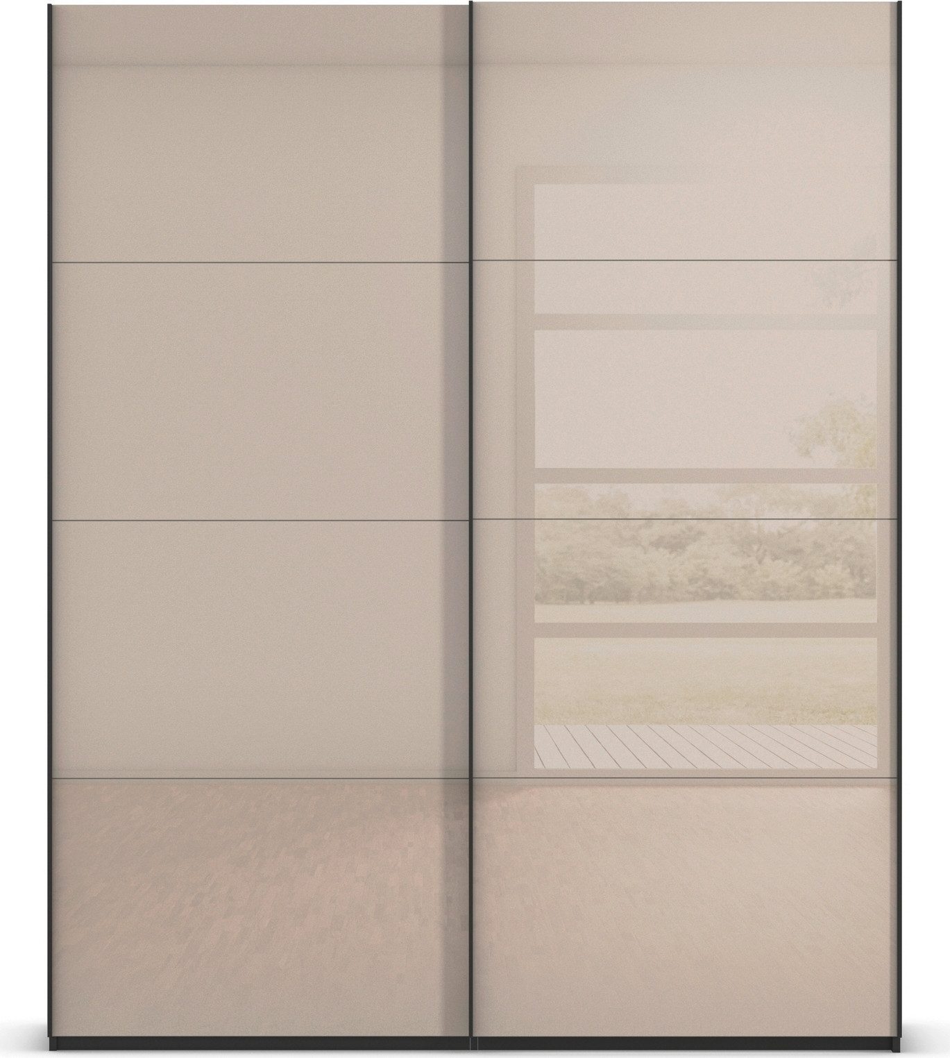 rauch Schuifdeurkast Kledingkast Kast Garderobe Slaapkamerkast SCALE-FYRA edel vierdelige deuren met glas-front veel kleuren made in germany