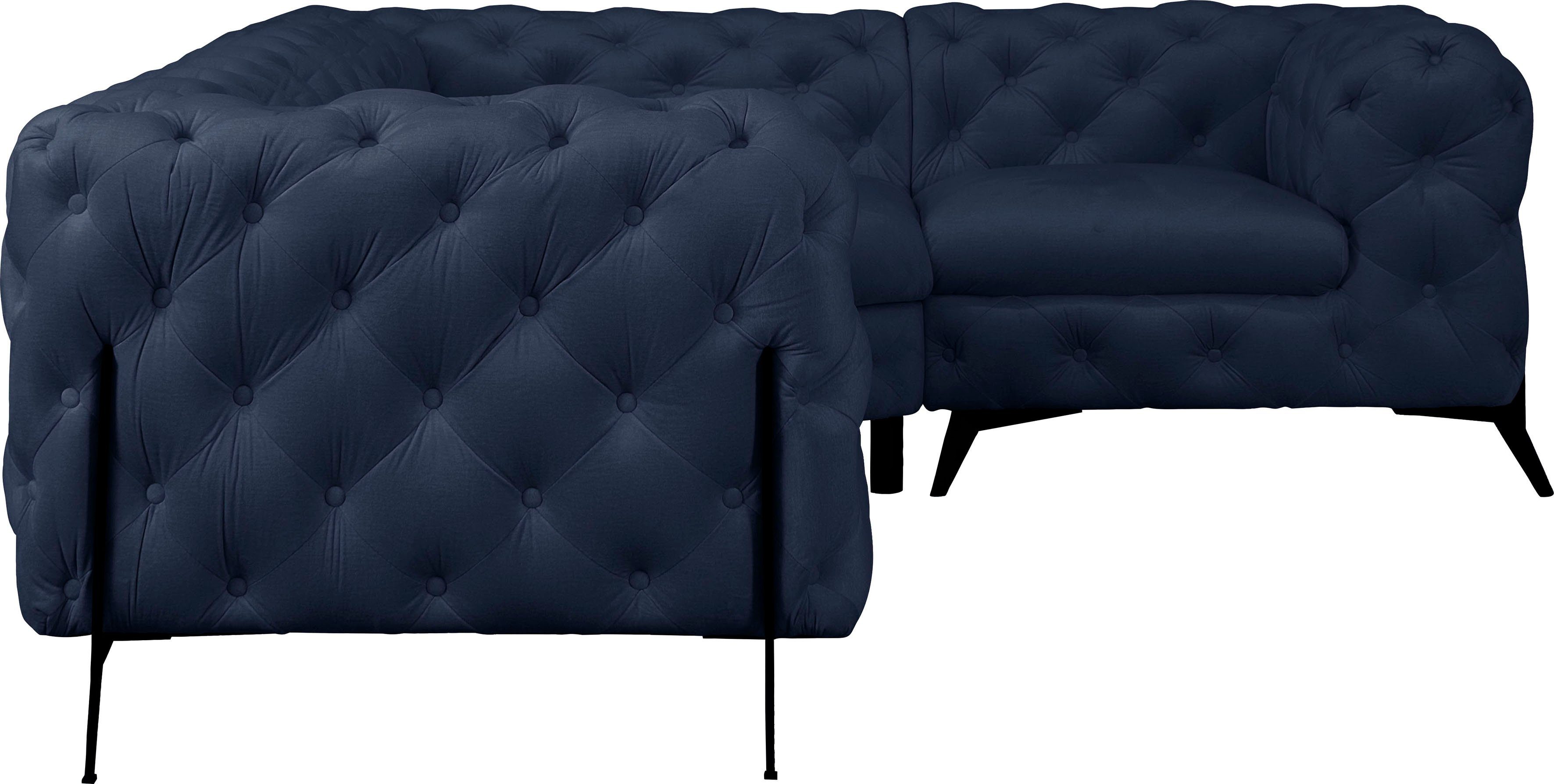 Leonique Chesterfield-bank Amaury L-vorm moderne chersterfield-look, breedte 262 cm, kleur van de poten ter keuze