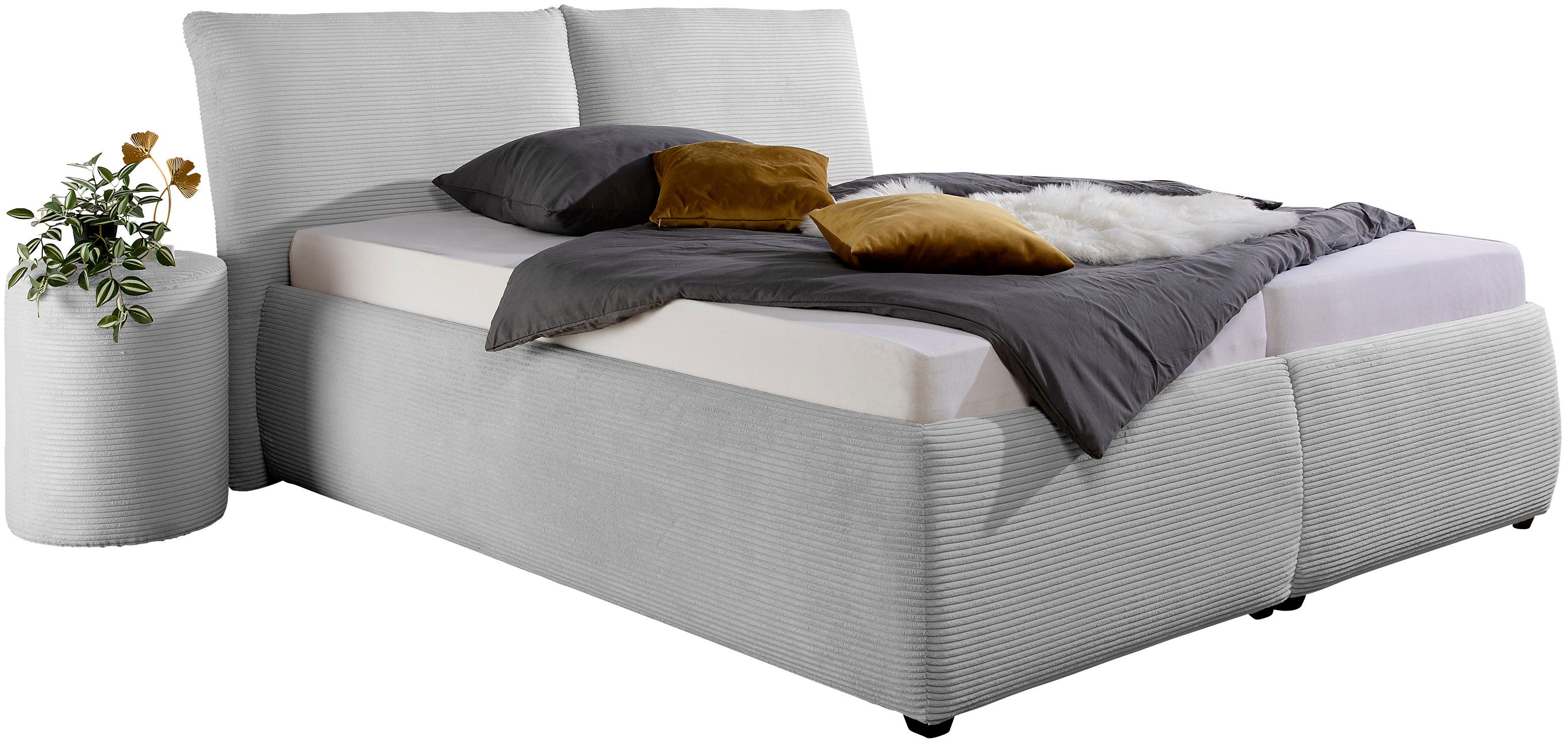 Maintal Gestoffeerd bed Wiesenbach, met cord-stof optioneel in hardheidsgraad h2, h3 of h4