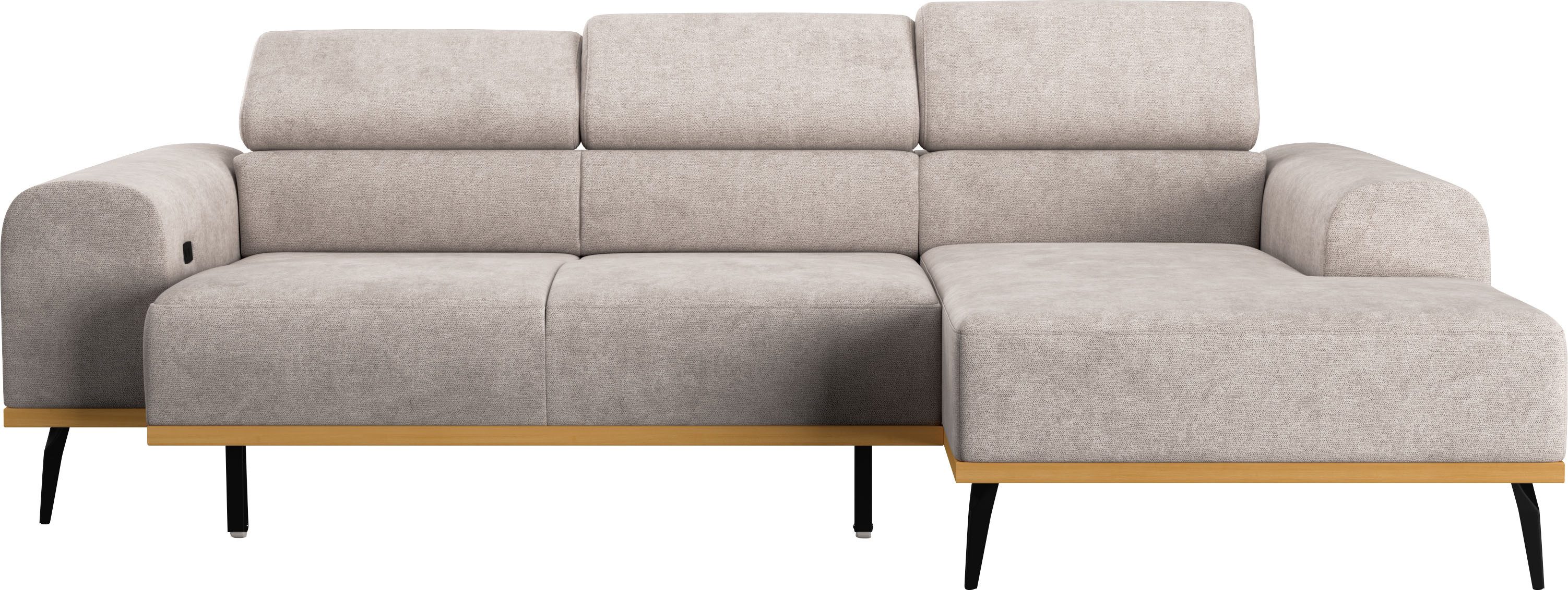 Places of Style Hoekbank Carlo L-vorm met hoofdeinde-verstelling & houten frame-look, optionele relaxfunctie