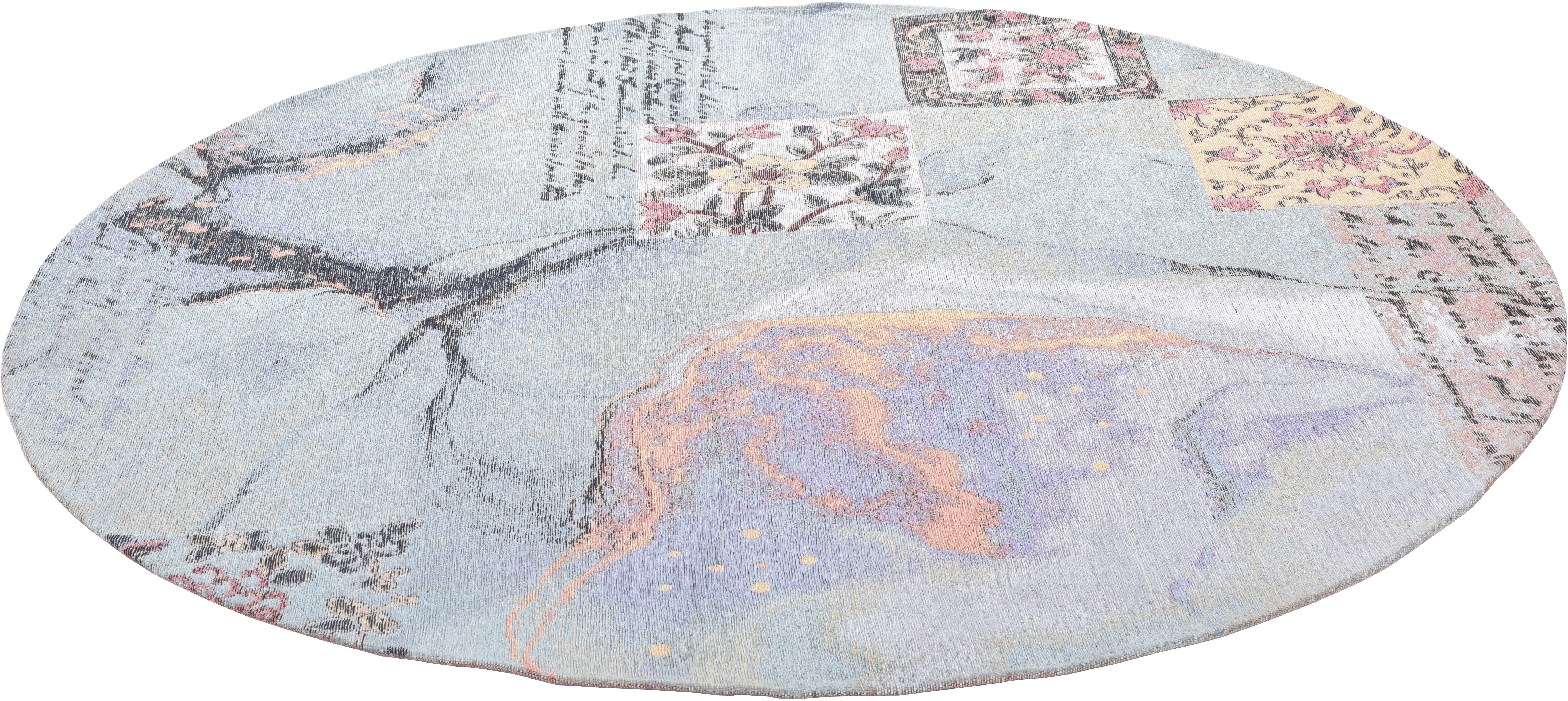 Gino Falcone Vloerkleed Cosima-106 plat geweven jacquard-vloerkleed, met chenillegaren, modern design moderne vloerkleden maat Ø 160 cm x 160 cm x