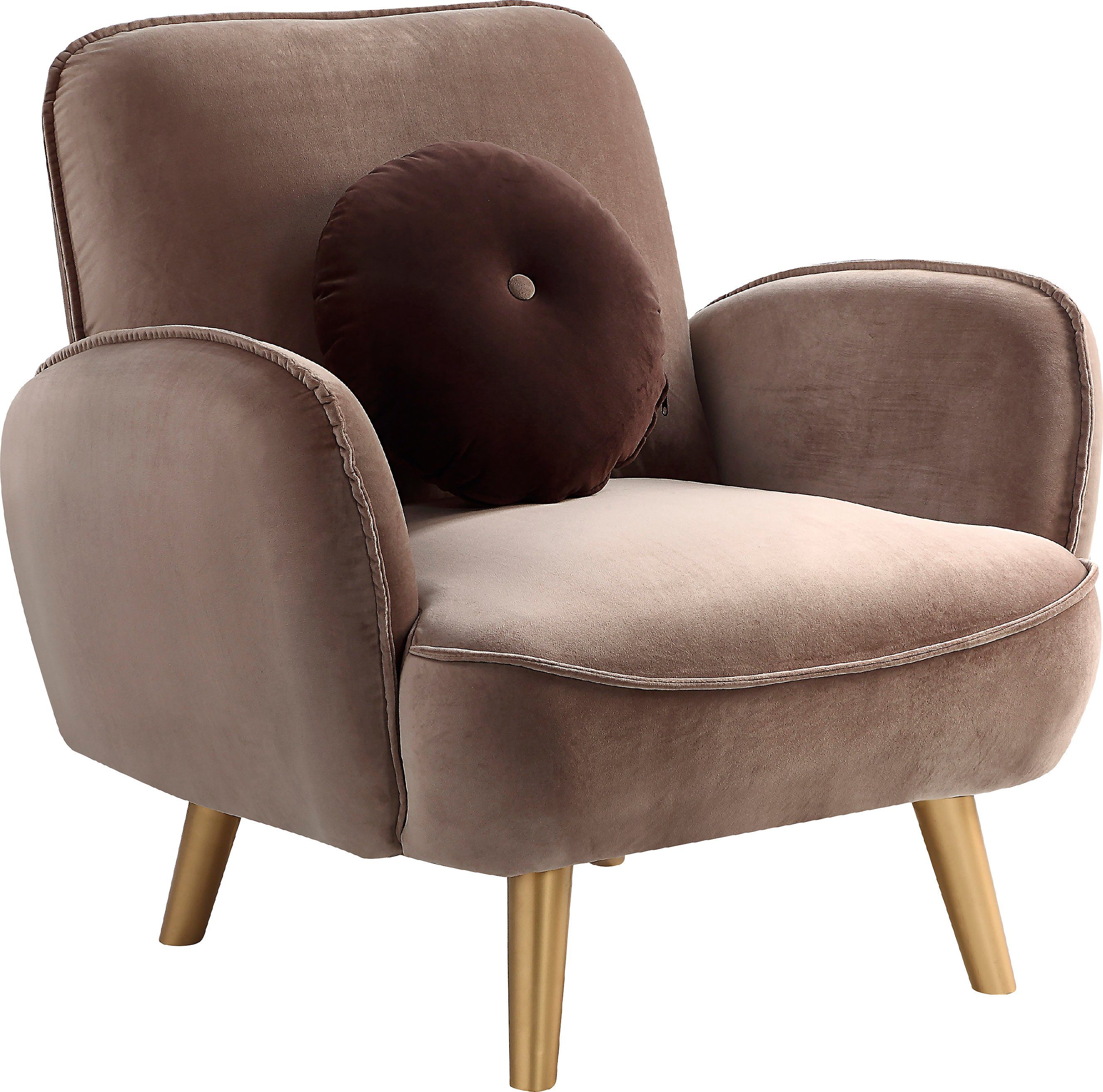 ATLANTIC home collection Fauteuil Ben met nosagvering, incl. sierkussens en goudkleurige massief houten poten