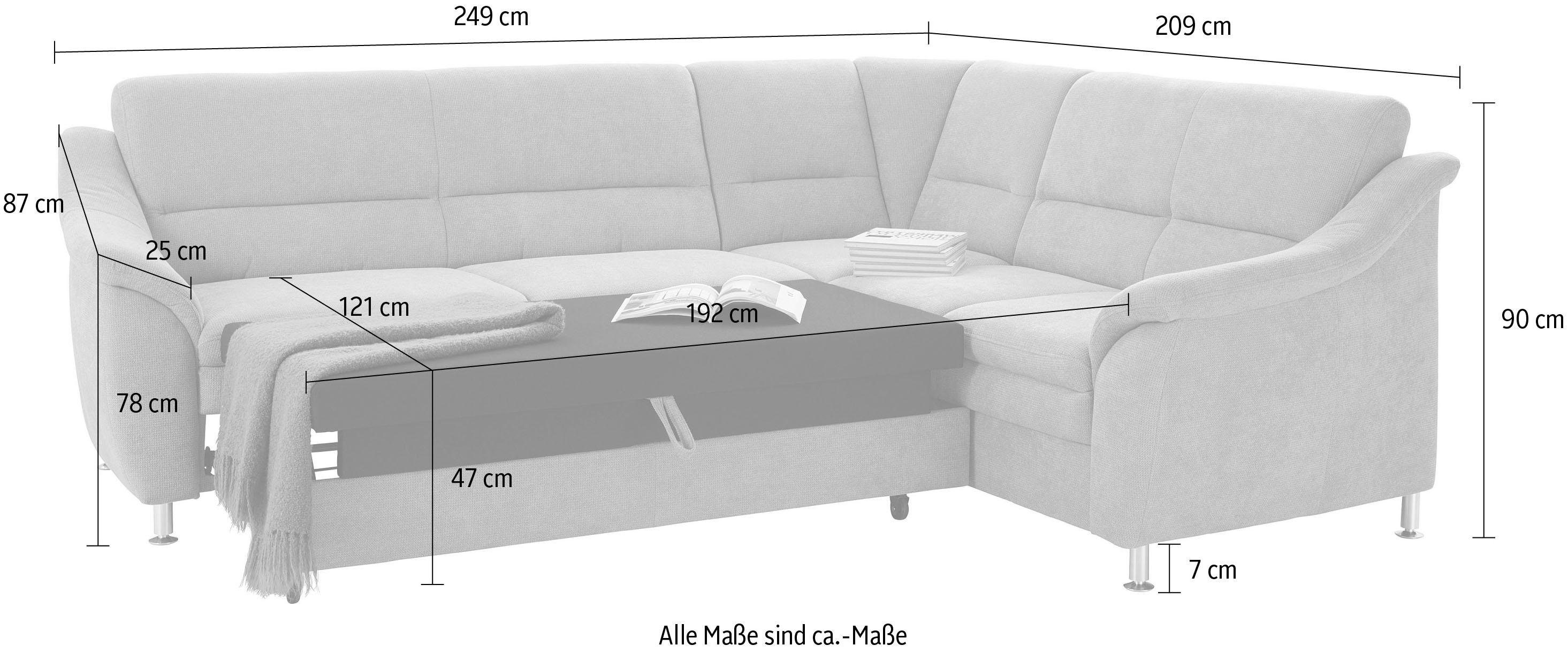 sit&more Hoekbank Cardoso L-vorm met binnenvering, naar keuze met slaapfunctie en lade
