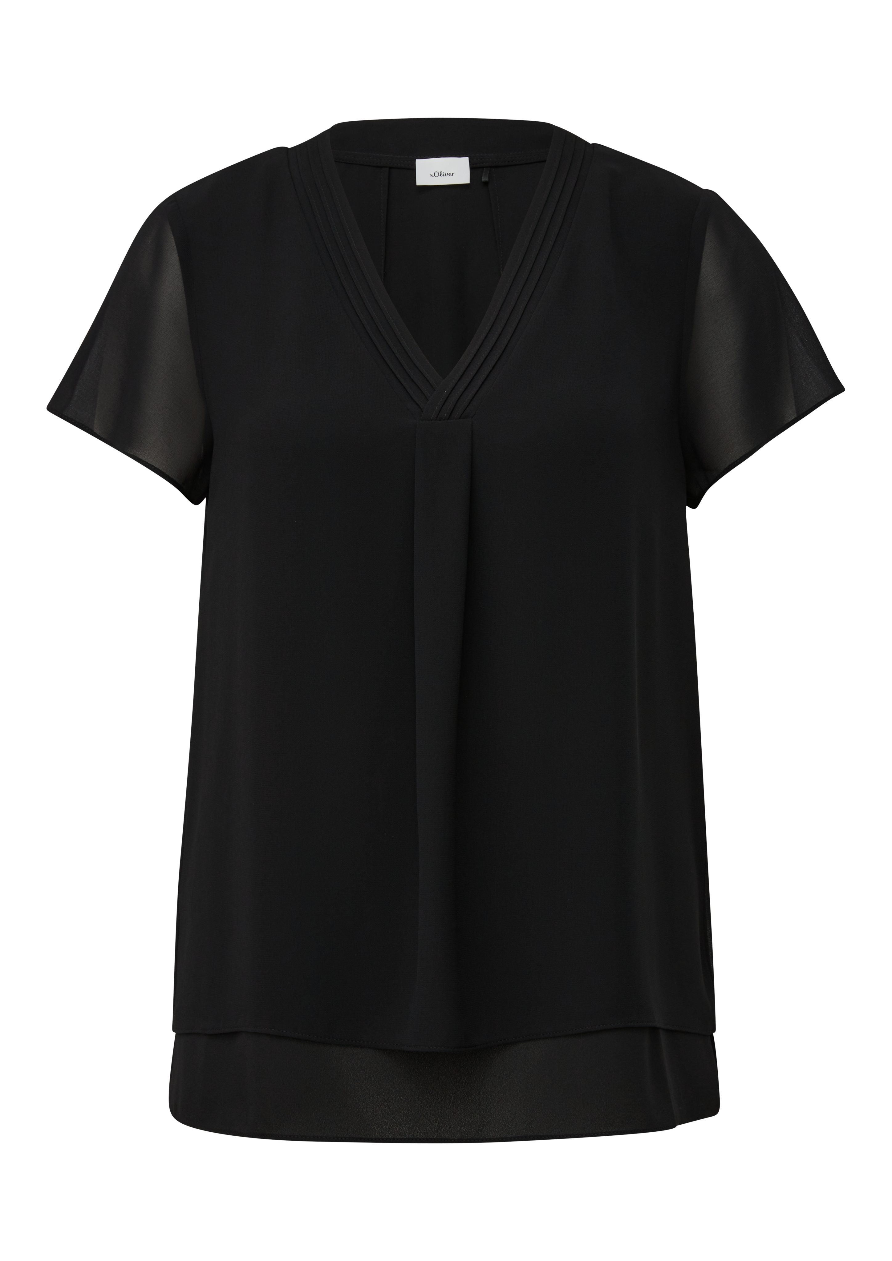 s.Oliver BLACK LABEL Shirtblouse in dubbel-laag-look en met v-halslijn