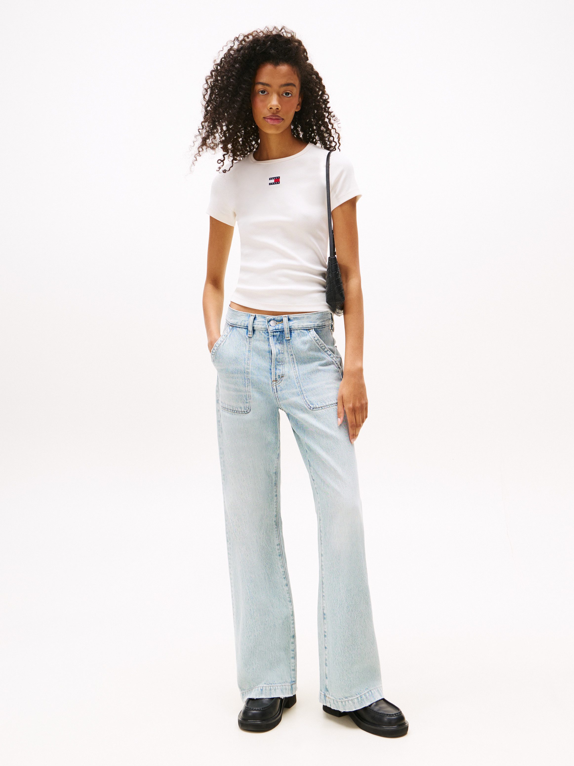 TOMMY JEANS Shirt met korte mouwen TJW SLIM BADGE RIB TEE