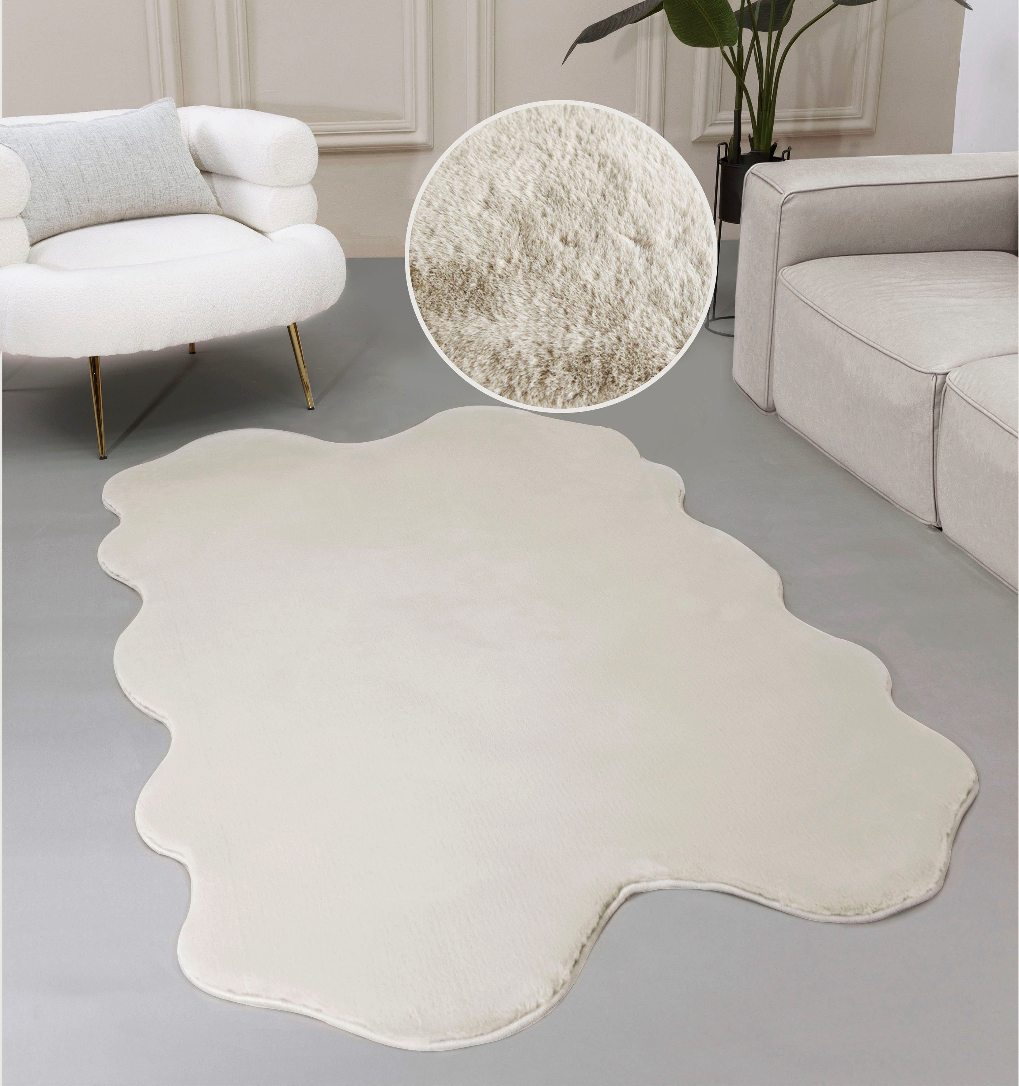 Leonique Vachtvloerkleed Balu, duurzame kunstbont tapijt, modern, langpolig Imitatiebont in konijnenbont-gevoel, woonkamer, slaapkamer, eetkamer