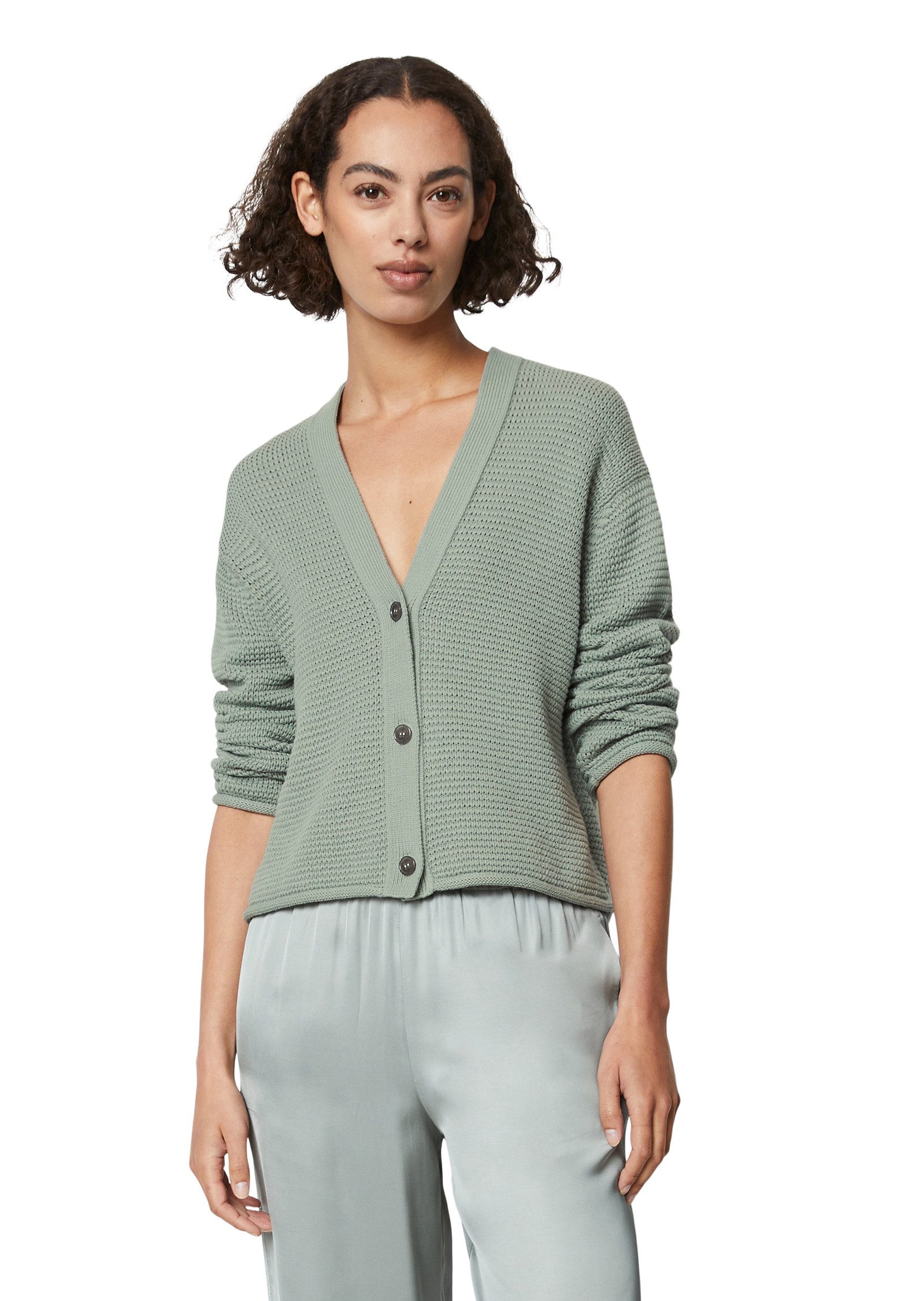 Marc O'Polo Cardigan verkorte lengte diepe v-hals