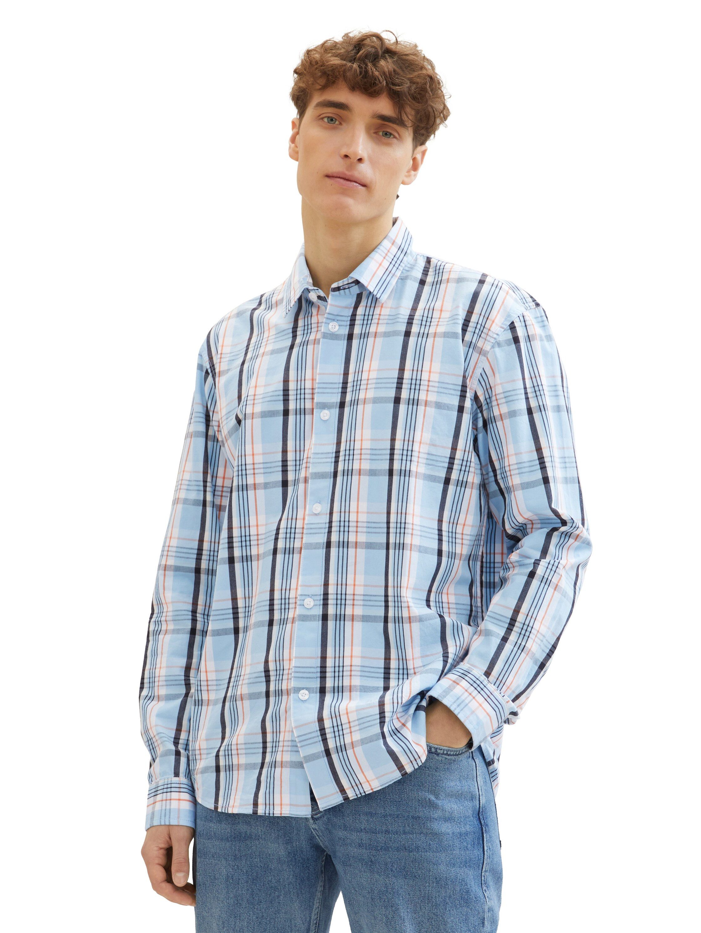 Tom Tailor Denim Geruit overhemd met knoopsluiting heren casual overhemden maat S blauw