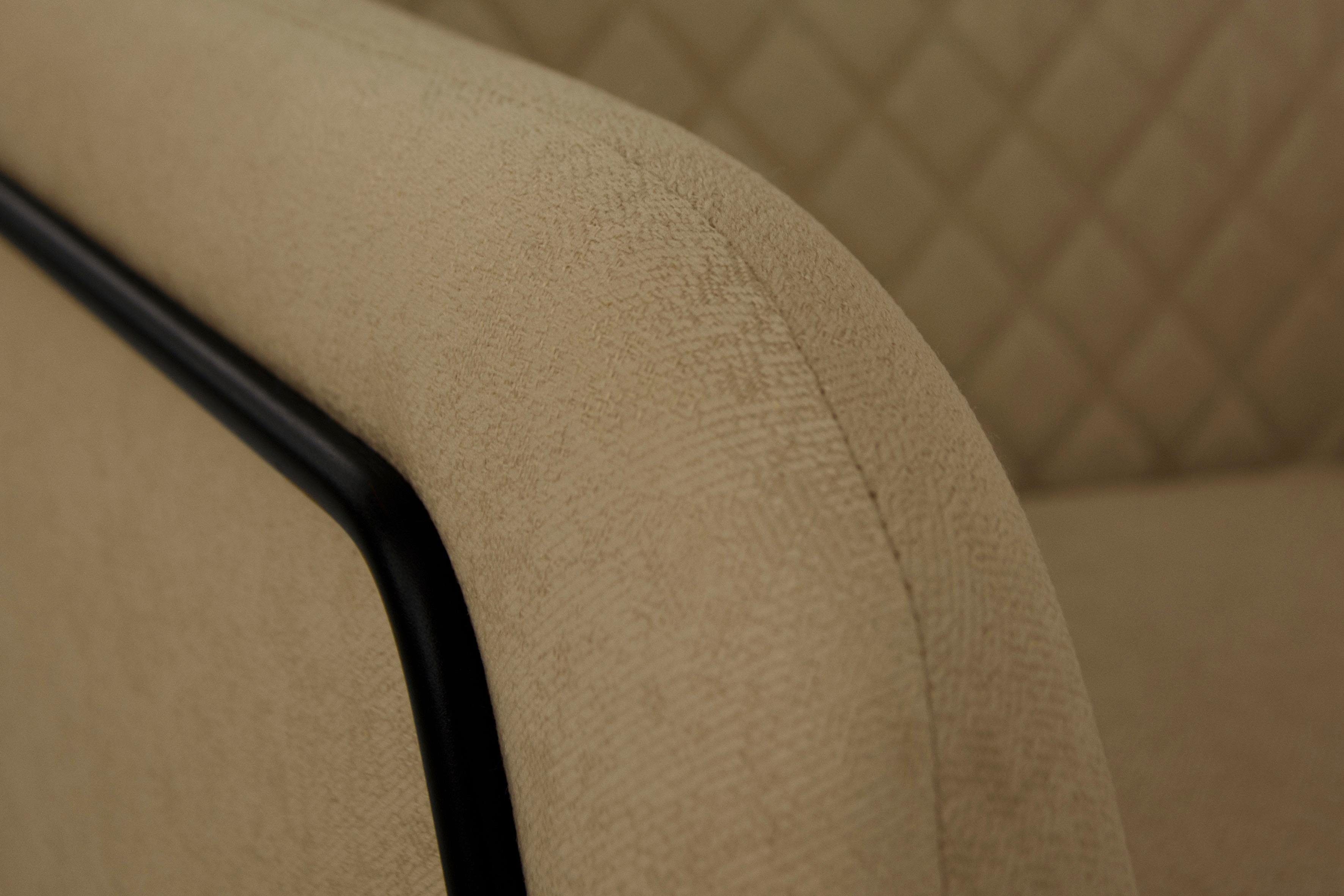 Leonique Fauteuil Olo cocktailsessel met ruit-stempeldruk in de rugleuning en beugelonderstel van metaal