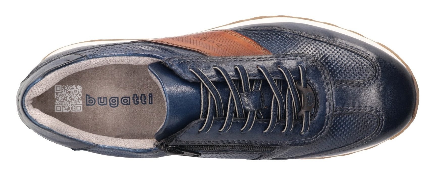 Bugatti Sneakers vrijetijdsschoen, lage schoen, veterschoen met contrast bies