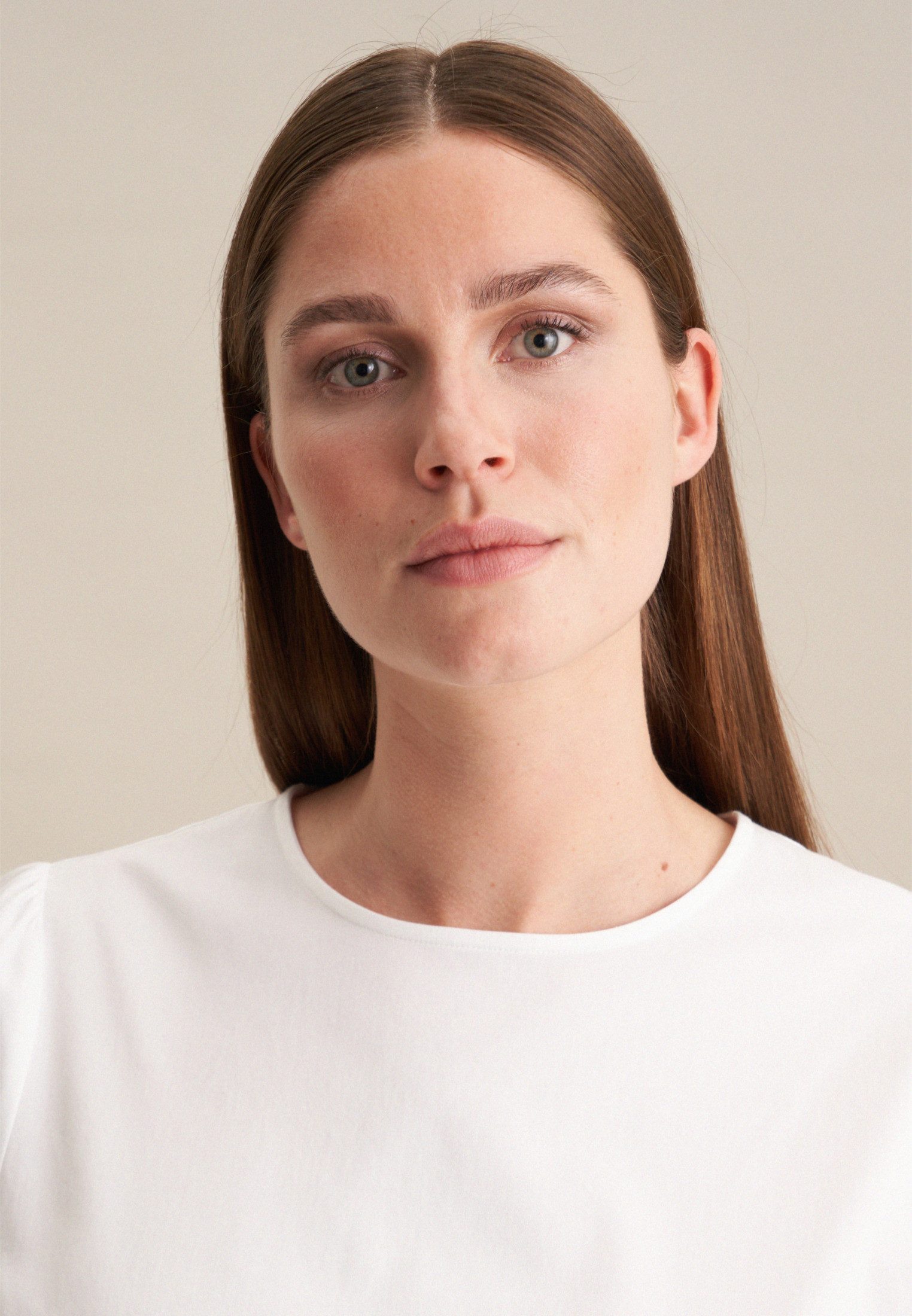 seidensticker Shirtblouse Zwarte roos Lange mouwen ronde hals uni