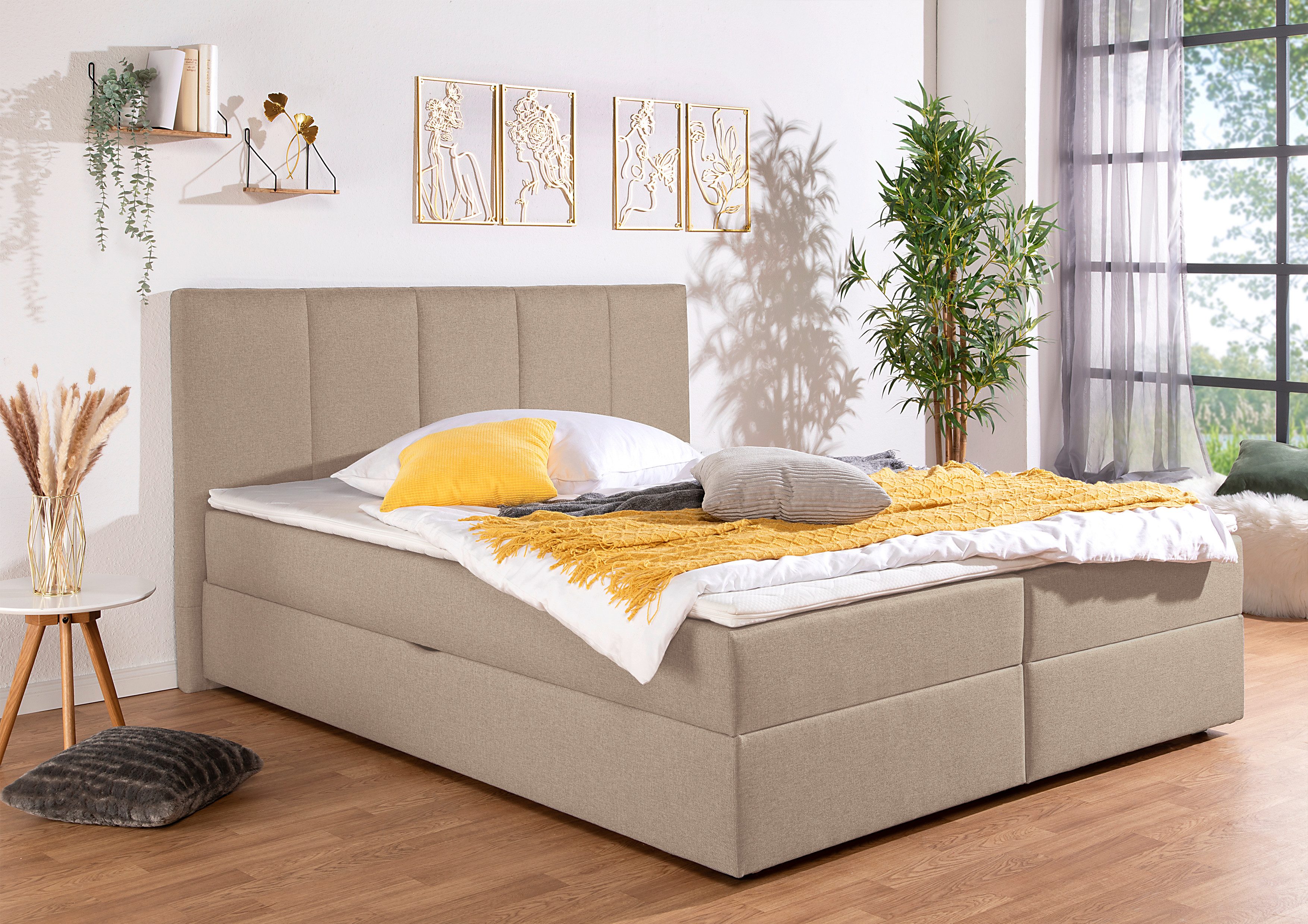 INOSIGN Boxspring Fidan optioneel met bedbox, verkrijgbaar in h2, h3 & h4 boxsprings beige